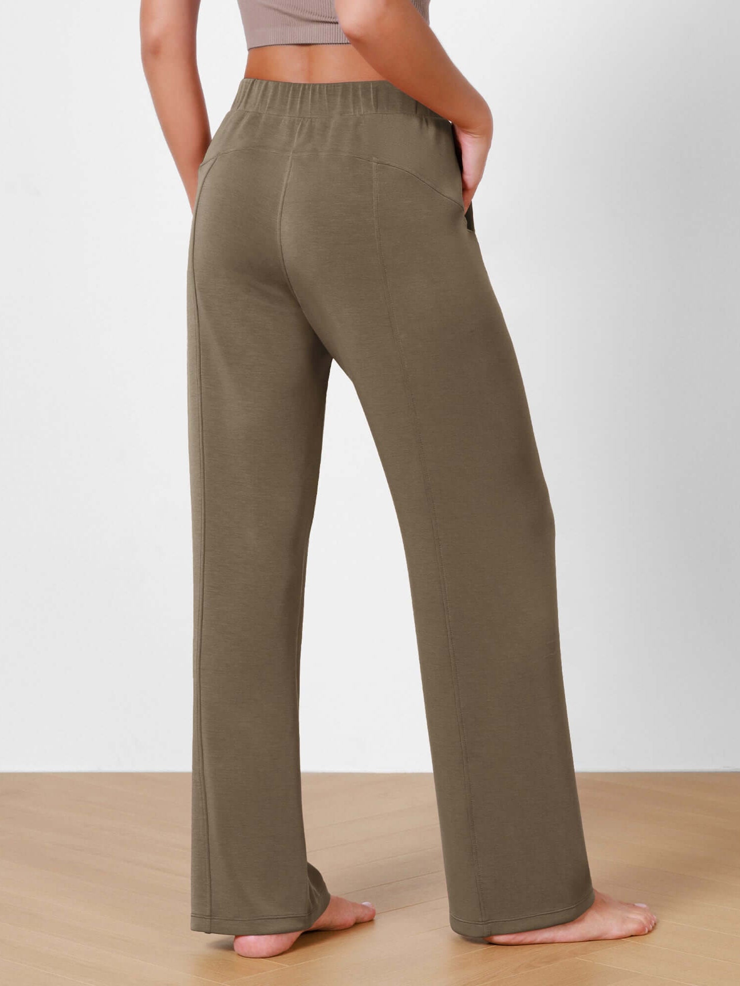 Women's Modal Soft Wide Leg Elastic High Waist Lounge Pants with Pockets - ododos