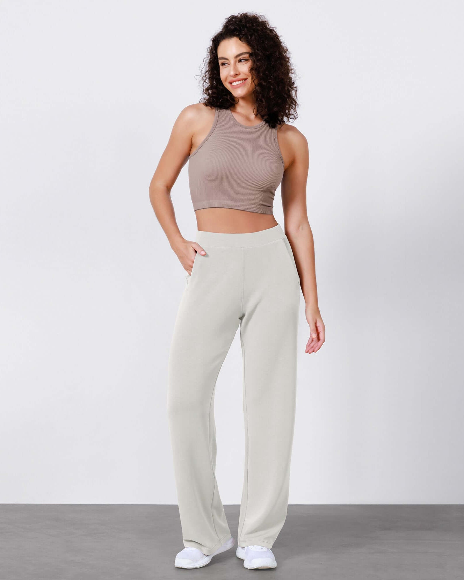 Women's Modal Soft Wide Leg Elastic High Waist Lounge Pants with Pockets - ododos