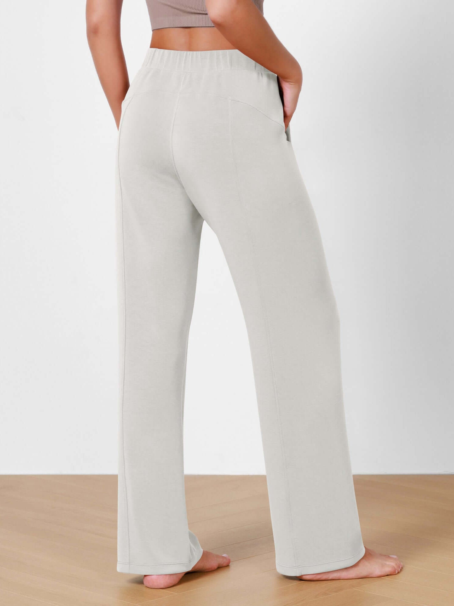 Women's Modal Soft Wide Leg Elastic High Waist Lounge Pants with Pockets - ododos