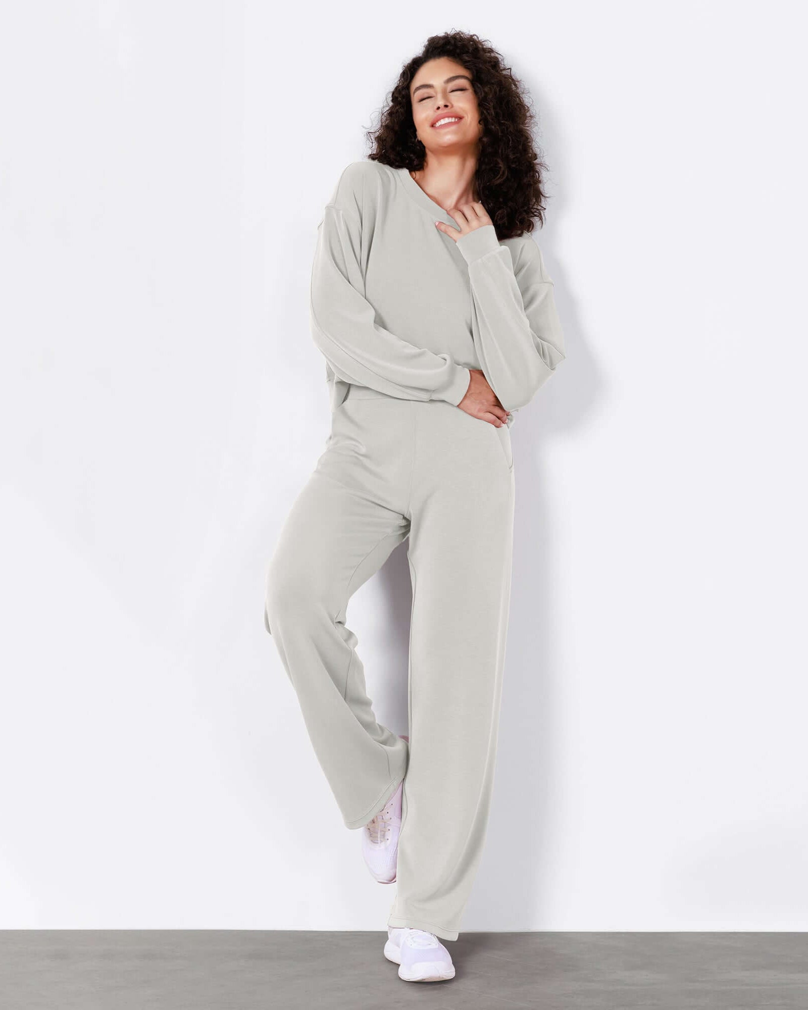 Women's Modal Soft Wide Leg Elastic High Waist Lounge Pants with Pockets - ododos