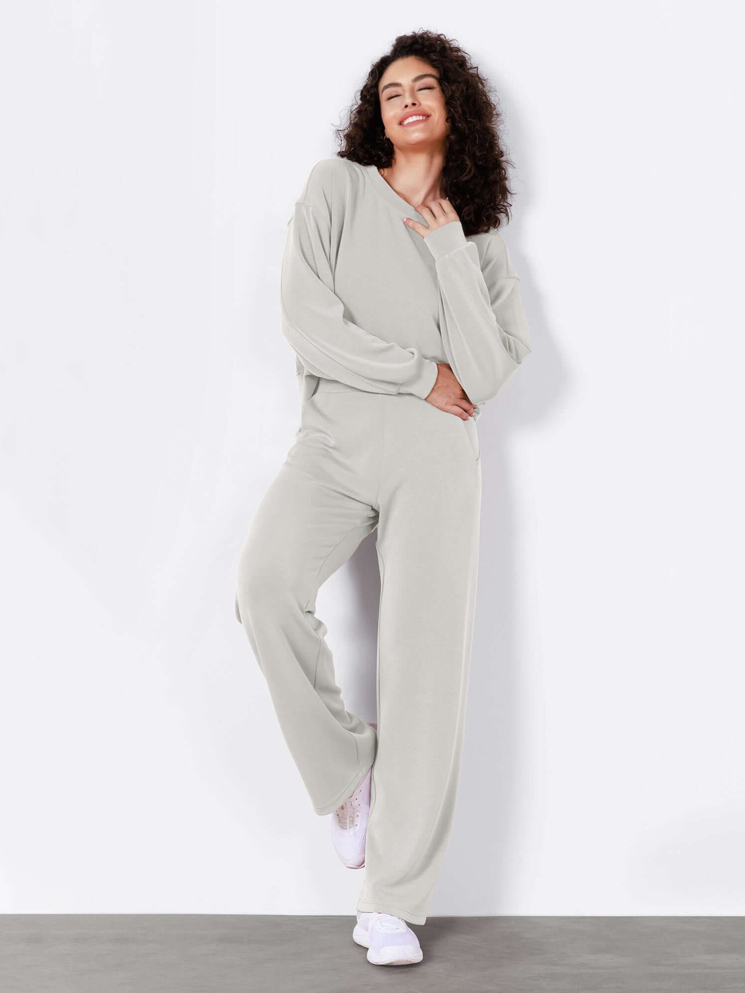 Women's Modal Soft Wide Leg Elastic High Waist Lounge Pants with Pockets - ododos