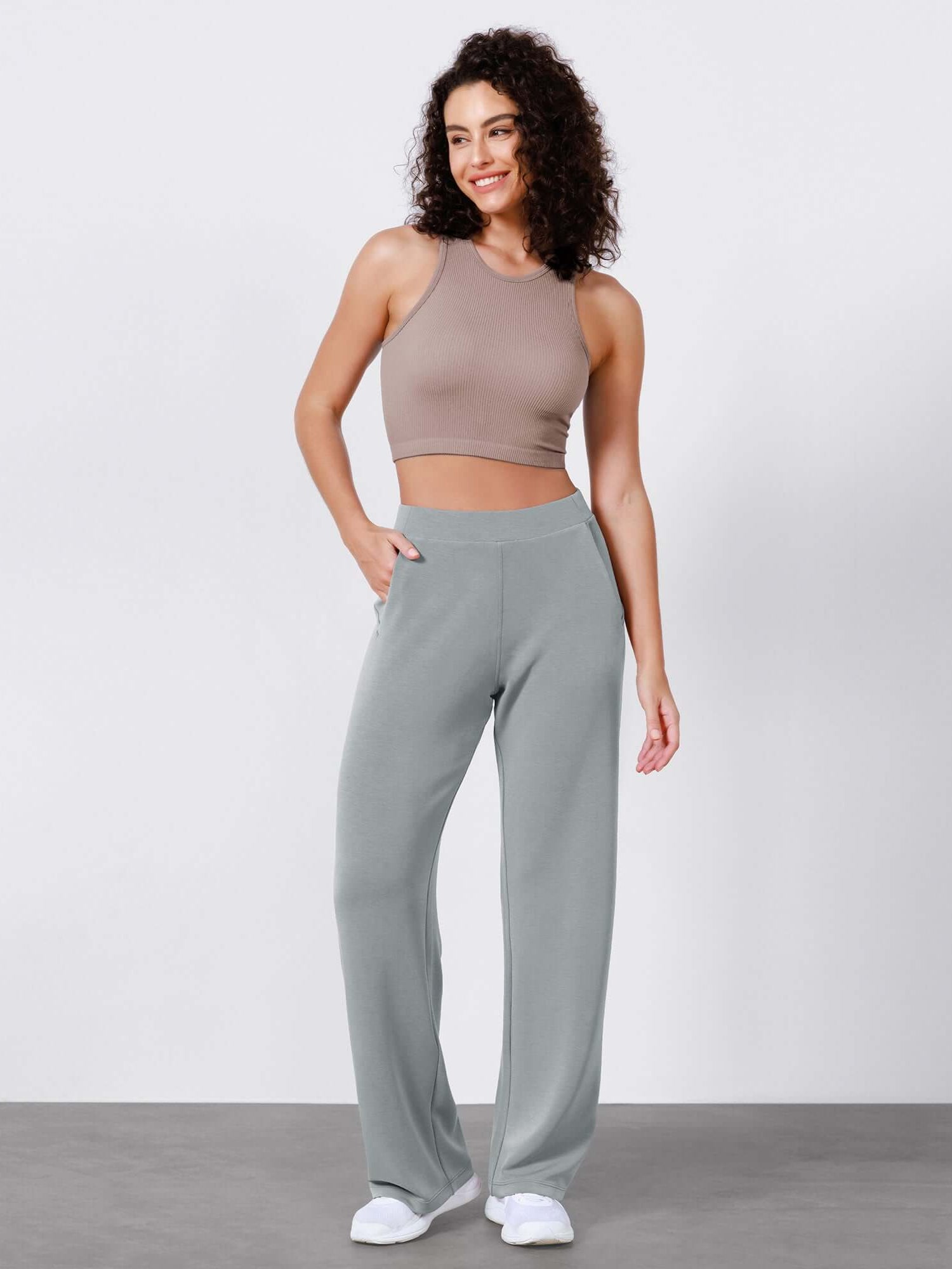 Women's Modal Soft Wide Leg Elastic High Waist Lounge Pants with Pockets - ododos