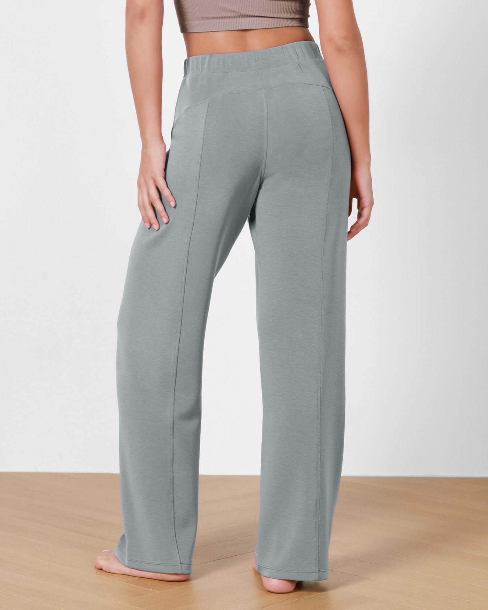 Women's Modal Soft Wide Leg Elastic High Waist Lounge Pants with Pockets - ododos