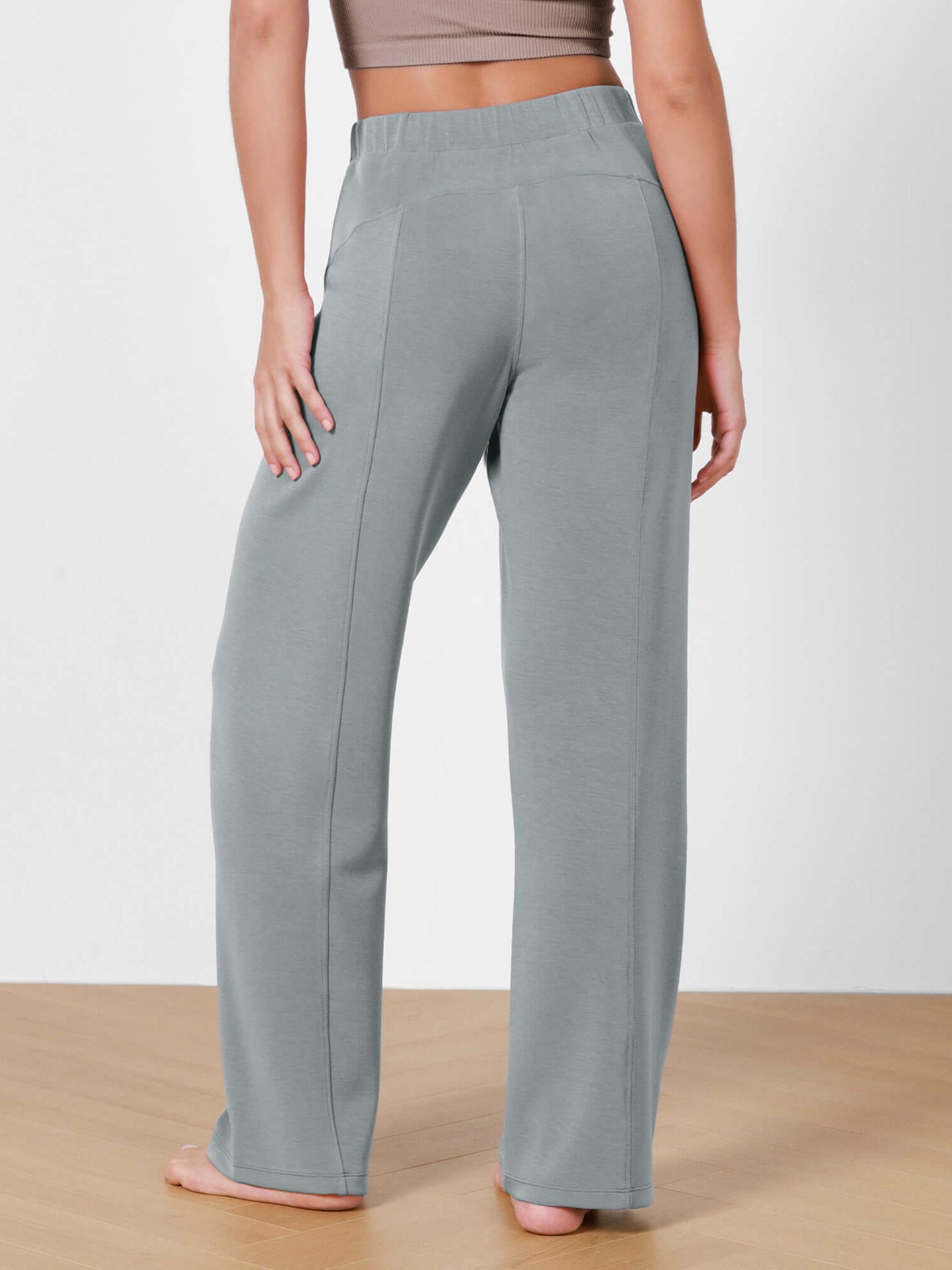 Women's Modal Soft Wide Leg Elastic High Waist Lounge Pants with Pockets - ododos