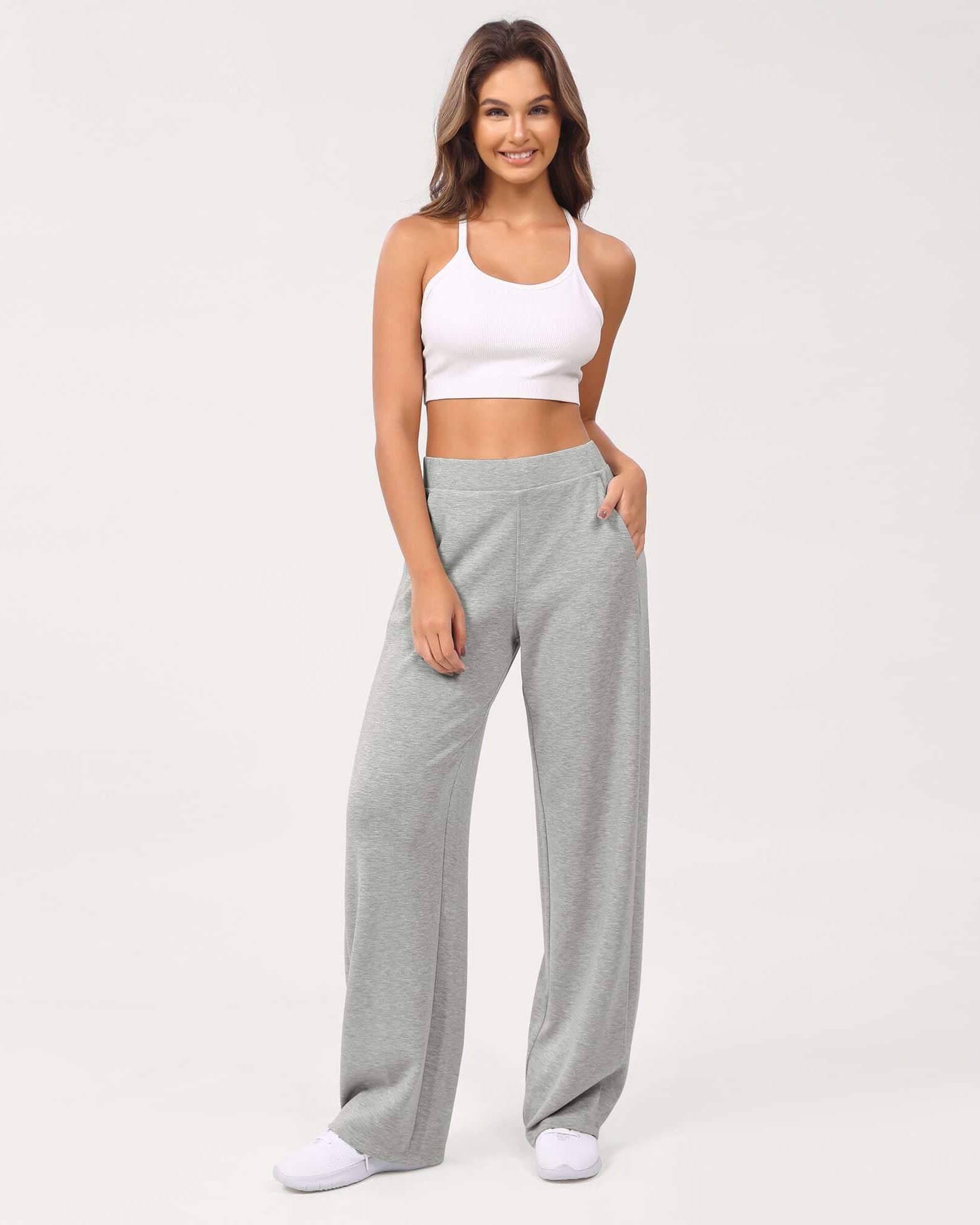 Women's Modal Soft Wide Leg Elastic High Waist Lounge Pants with Pockets - ododos