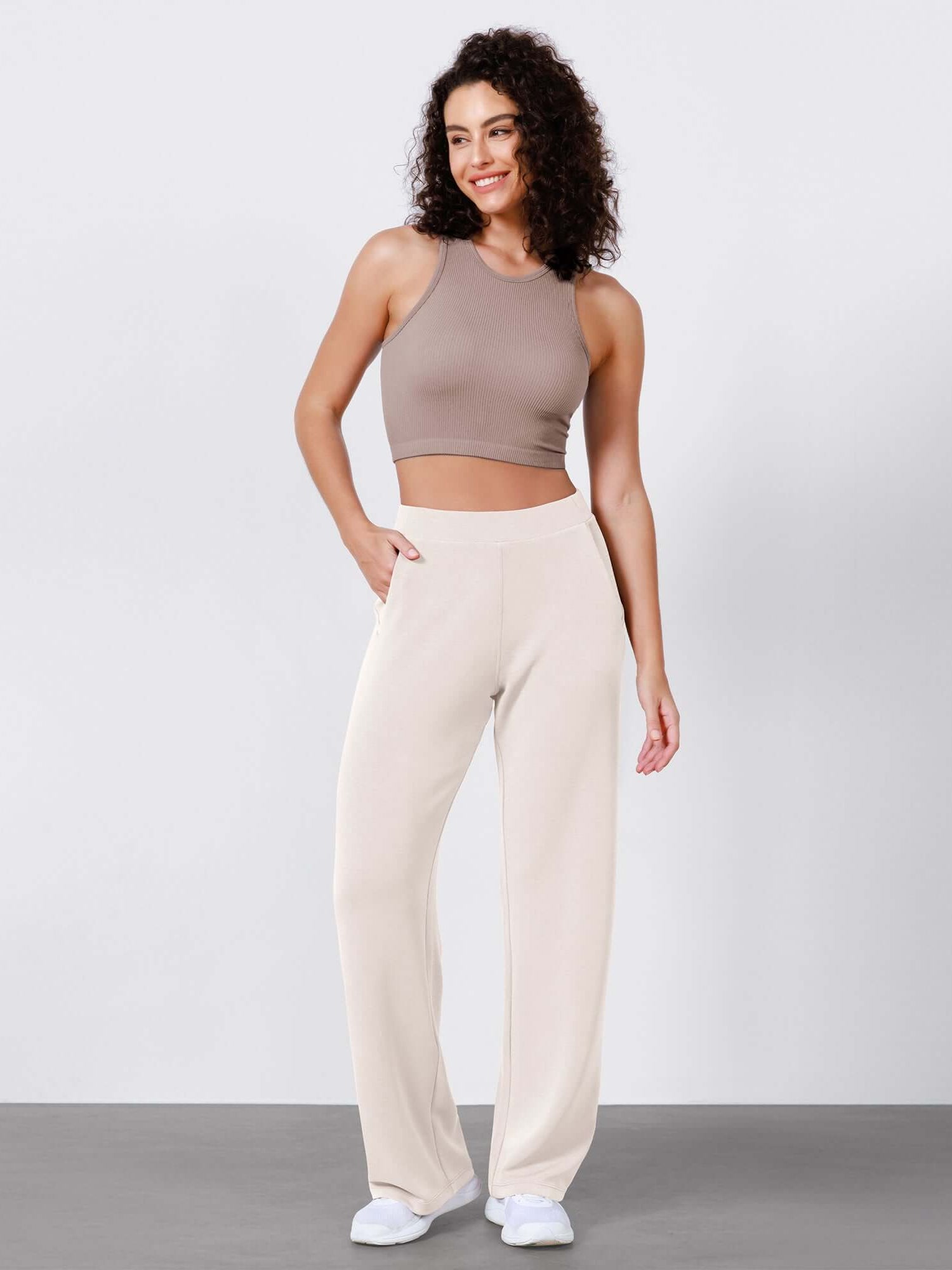 Women's Modal Soft Wide Leg Elastic High Waist Lounge Pants with Pockets - ododos