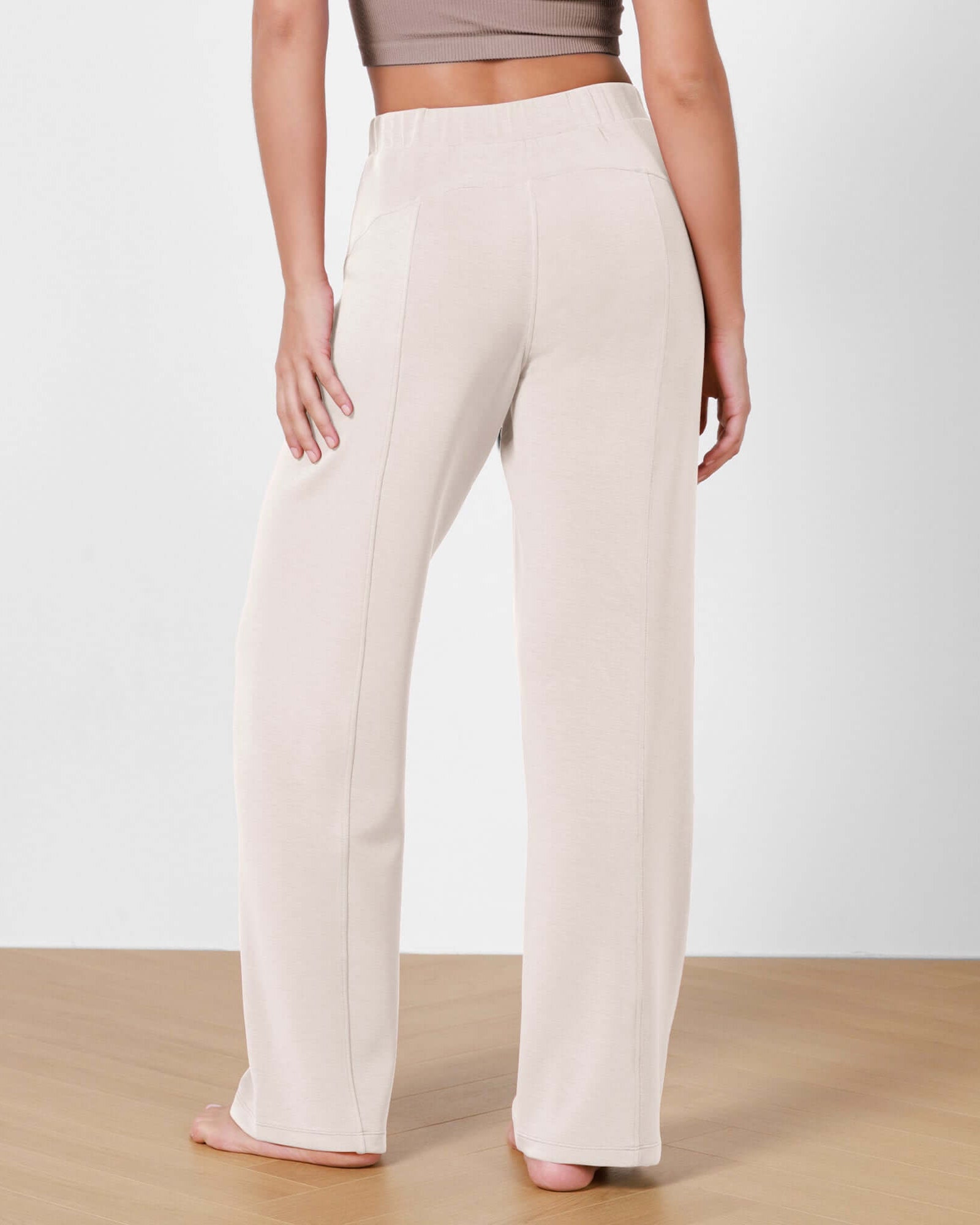 Women's Modal Soft Wide Leg Elastic High Waist Lounge Pants with Pockets - ododos