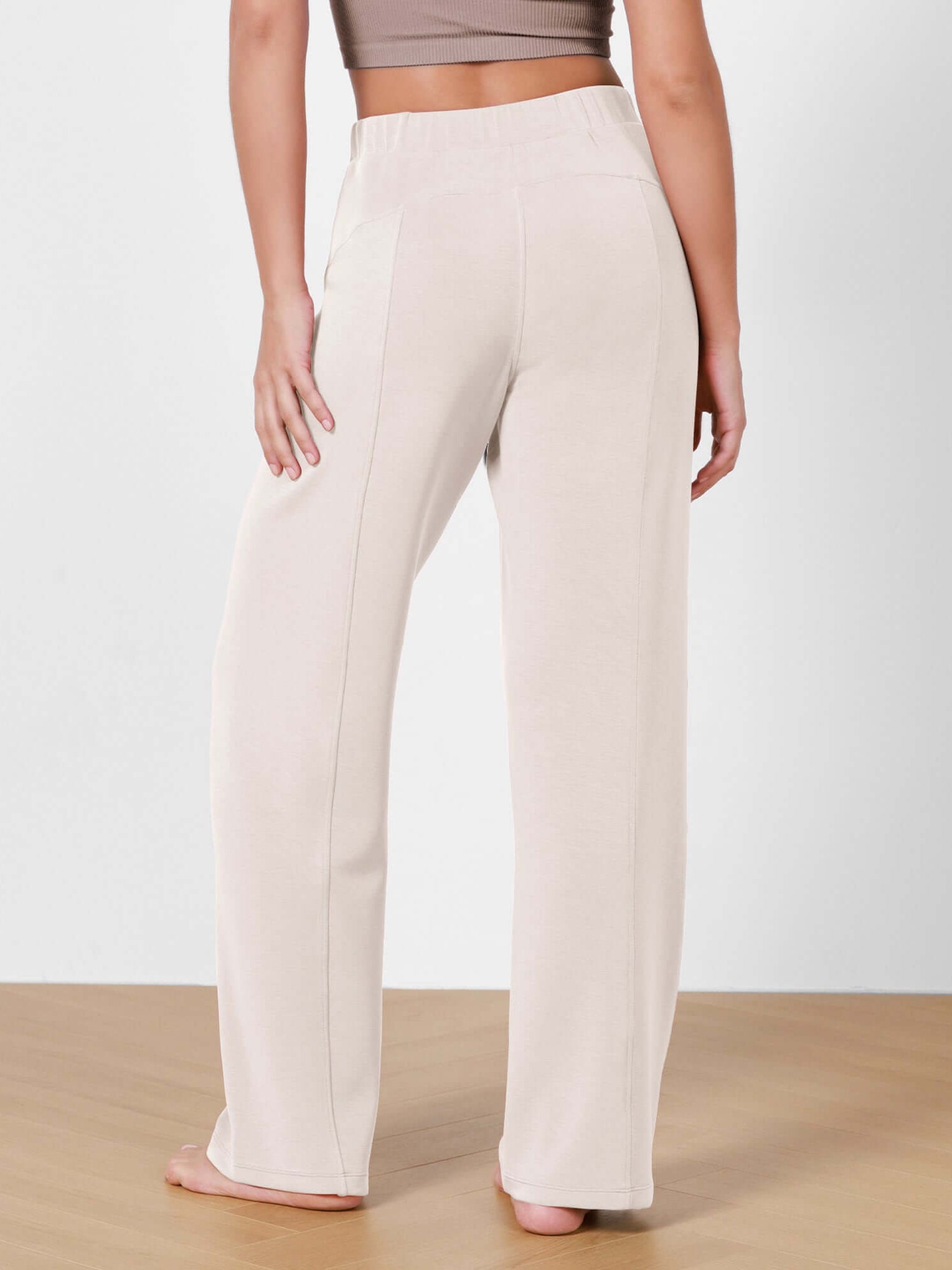 Women's Modal Soft Wide Leg Elastic High Waist Lounge Pants with Pockets - ododos
