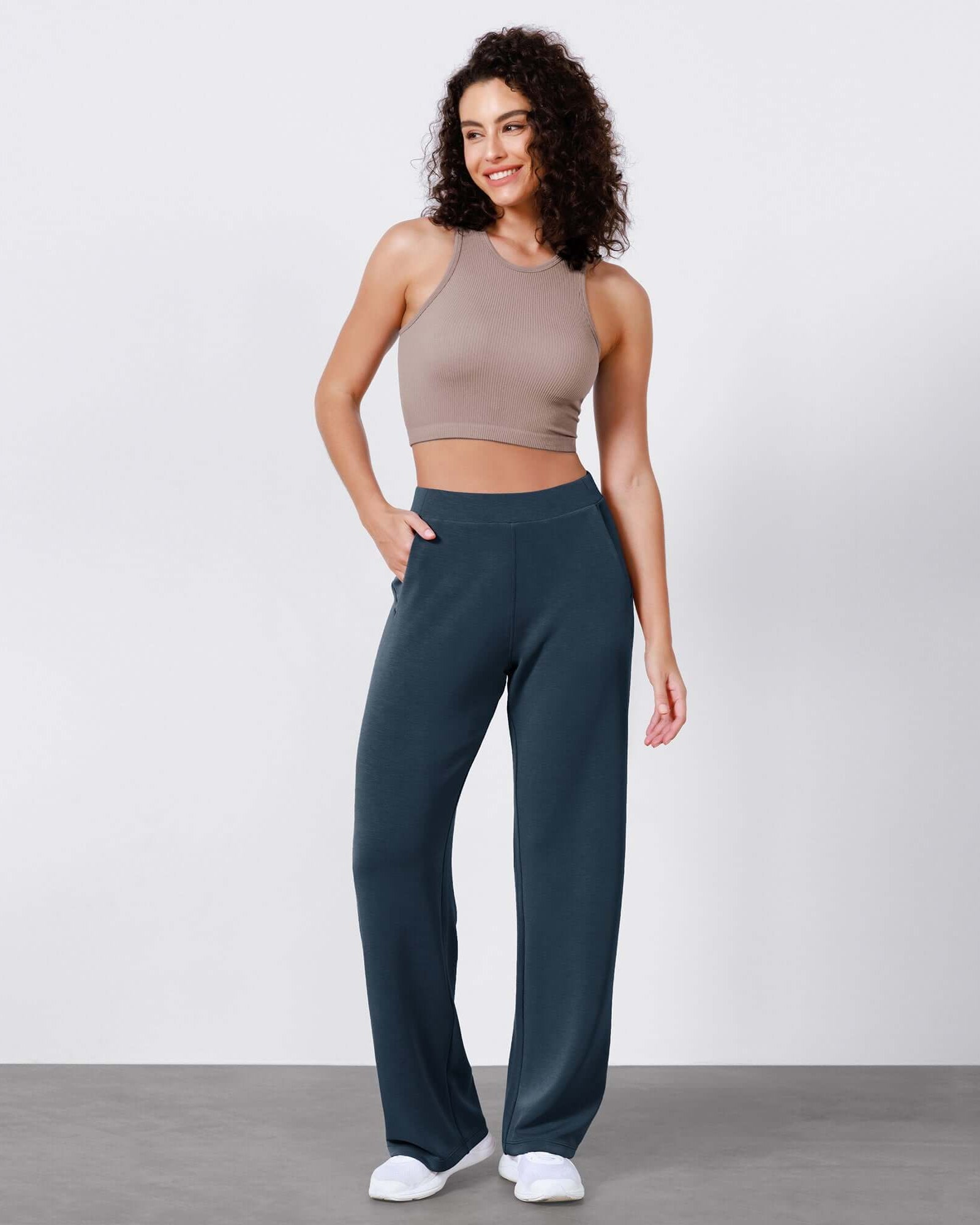 Women's Modal Soft Wide Leg Elastic High Waist Lounge Pants with Pockets - ododos