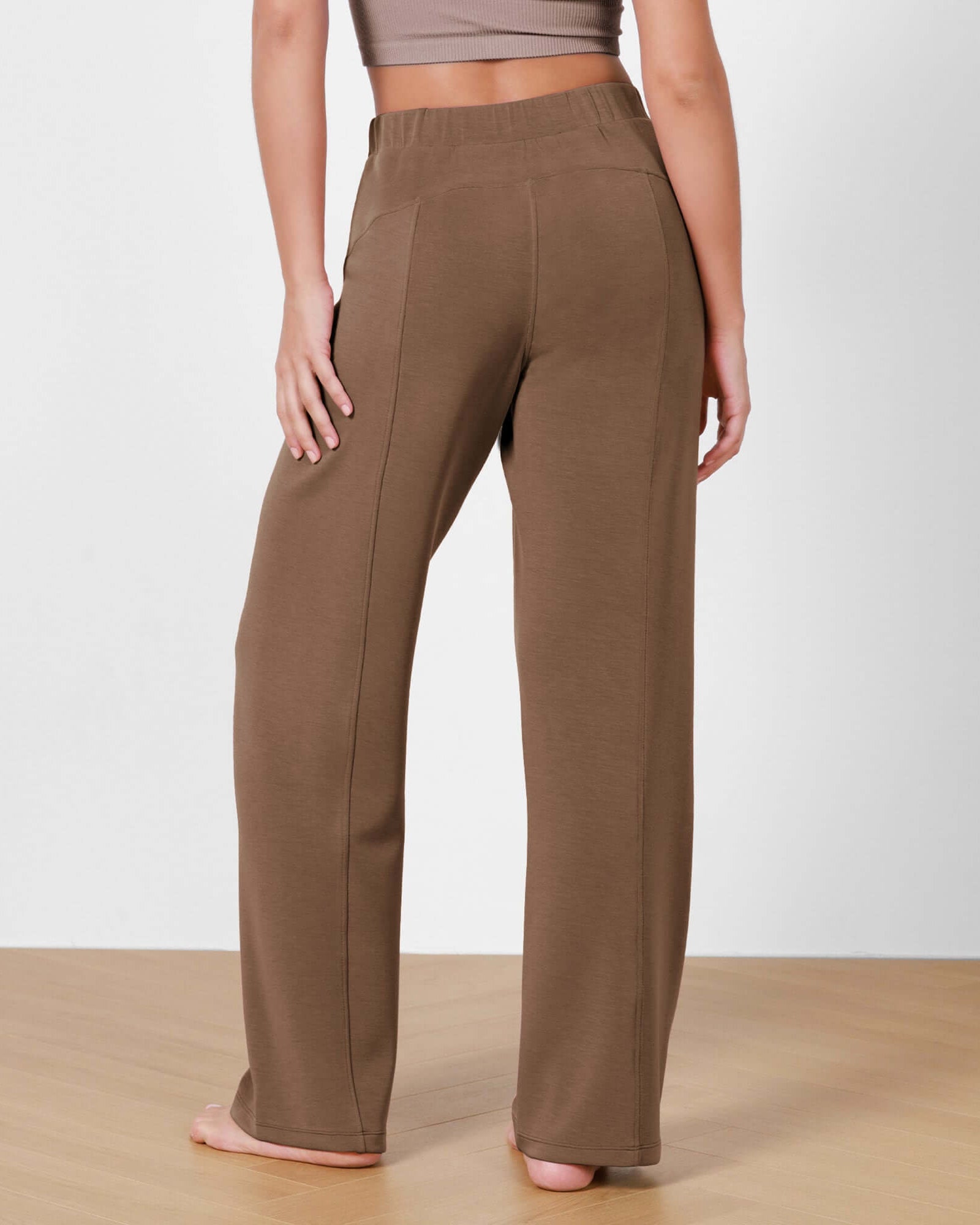 Women's Modal Soft Wide Leg Elastic High Waist Lounge Pants with Pockets - ododos