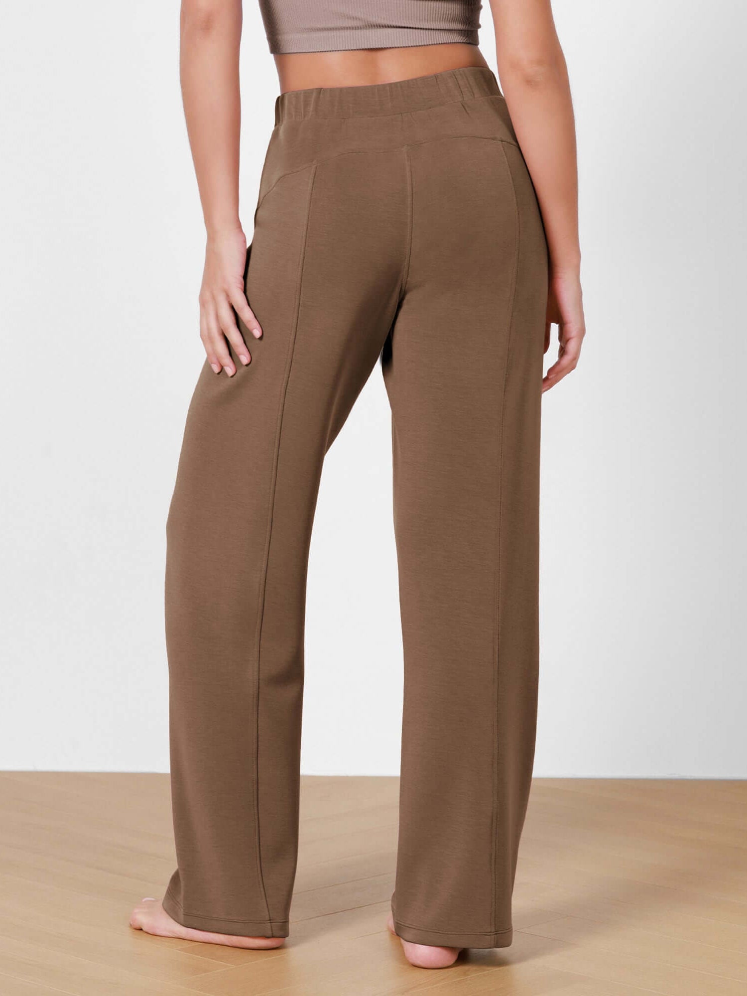 Women's Modal Soft Wide Leg Elastic High Waist Lounge Pants with Pockets - ododos