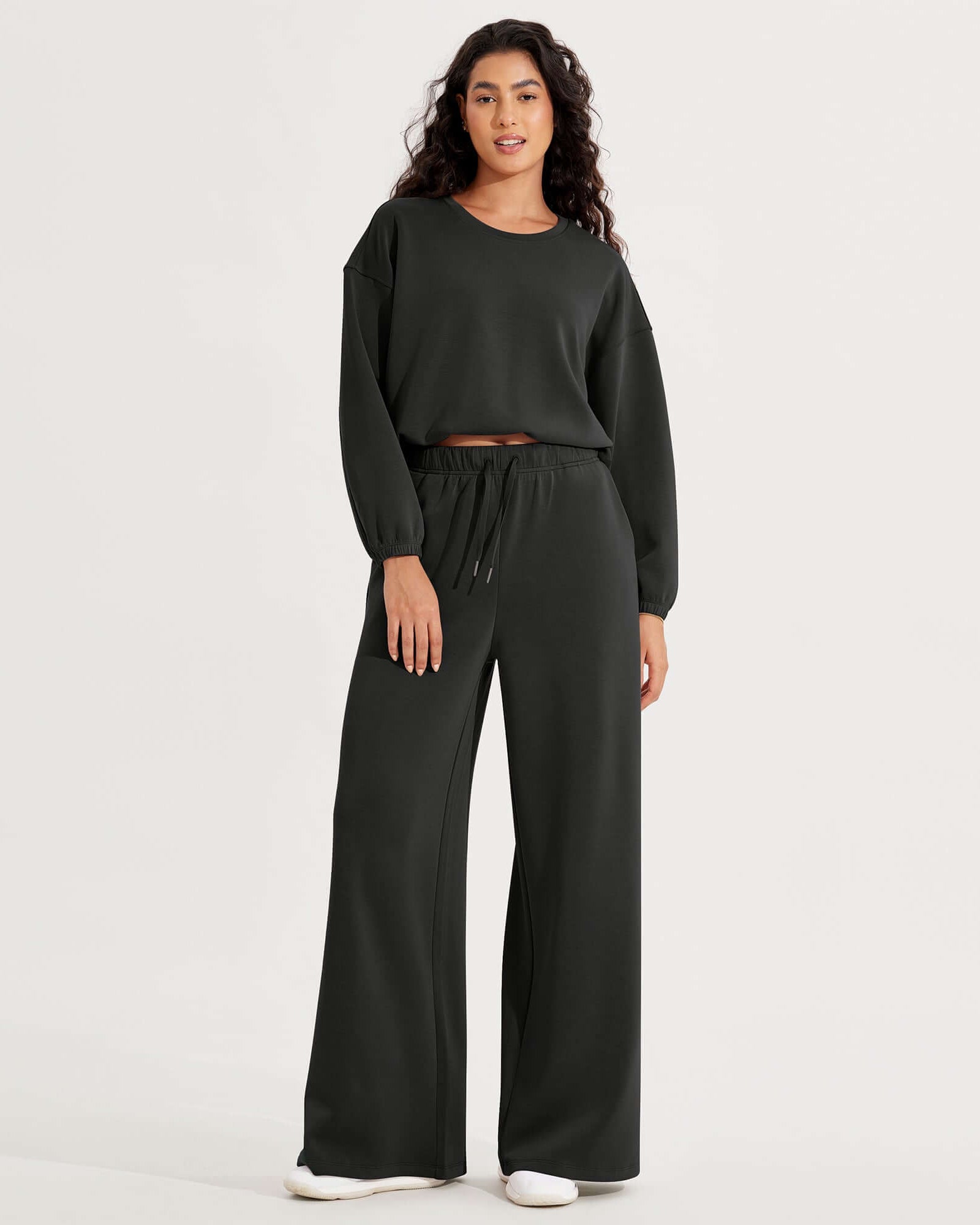 Modal Soft Drawstring High Waist Pull-On Casual Pants with Pockets - ododos