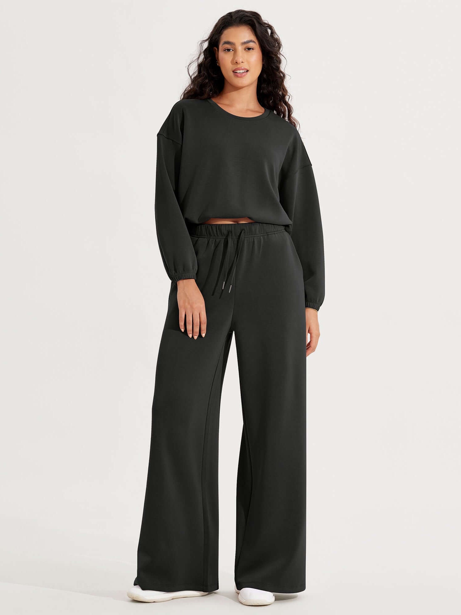 Modal Soft Drawstring High Waist Pull-On Casual Pants with Pockets - ododos
