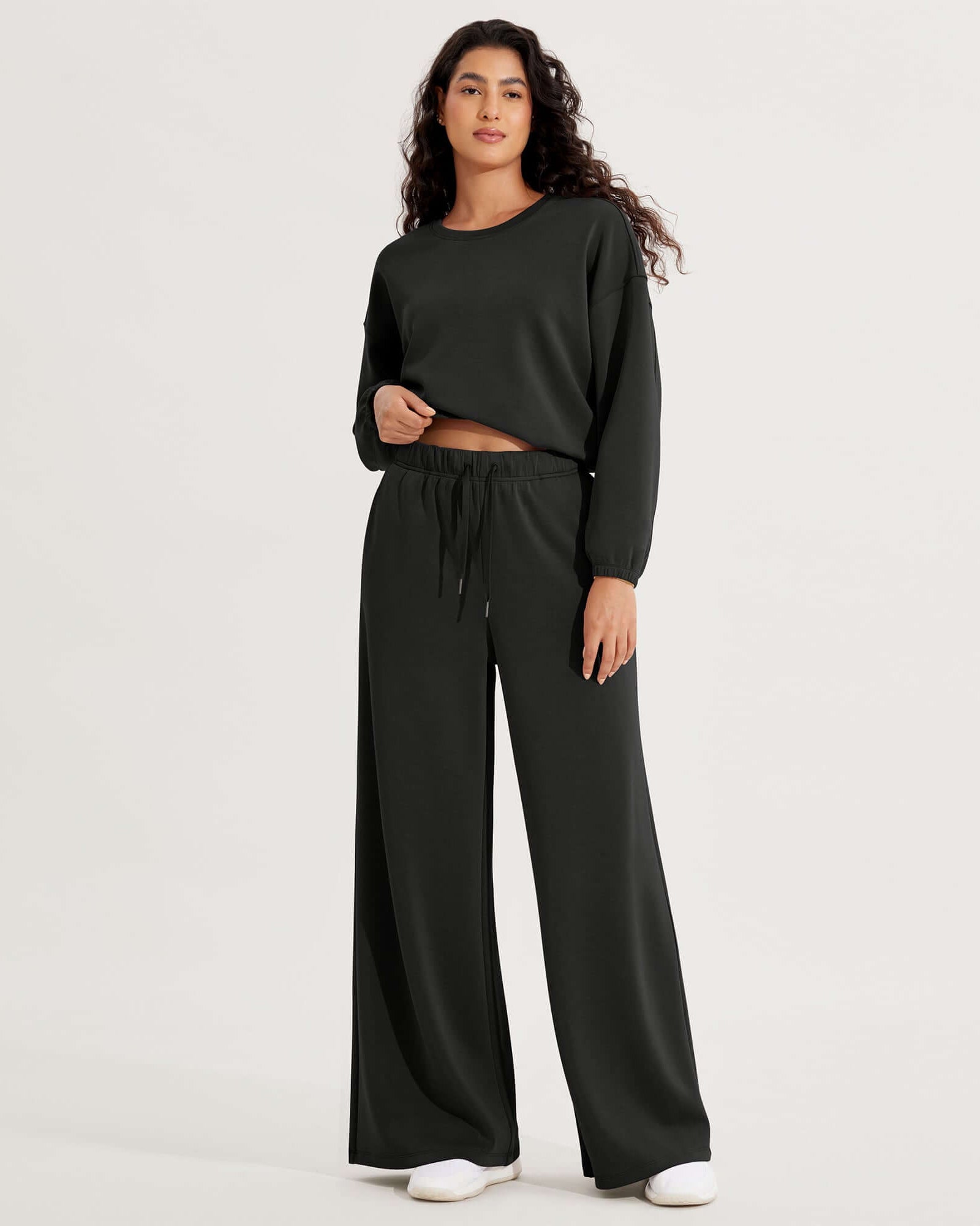Modal Soft Drawstring High Waist Pull-On Casual Pants with Pockets - ododos