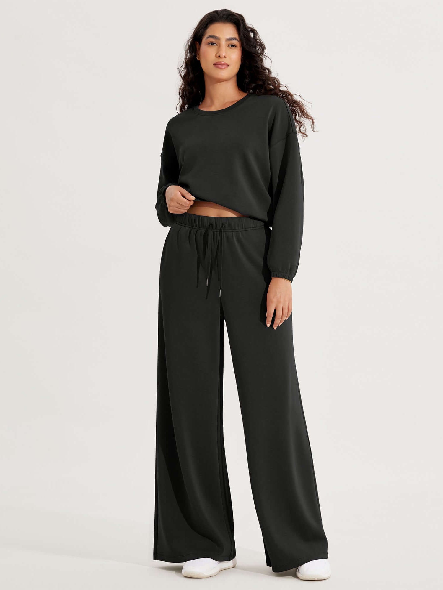 Modal Soft Drawstring High Waist Pull-On Casual Pants with Pockets - ododos