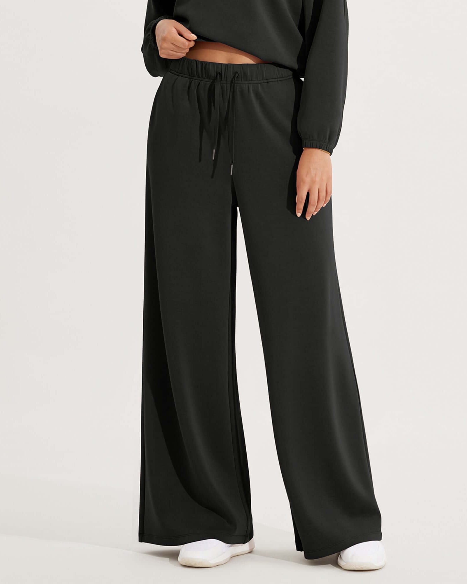 Modal Soft Drawstring High Waist Pull-On Casual Pants with Pockets - ododos