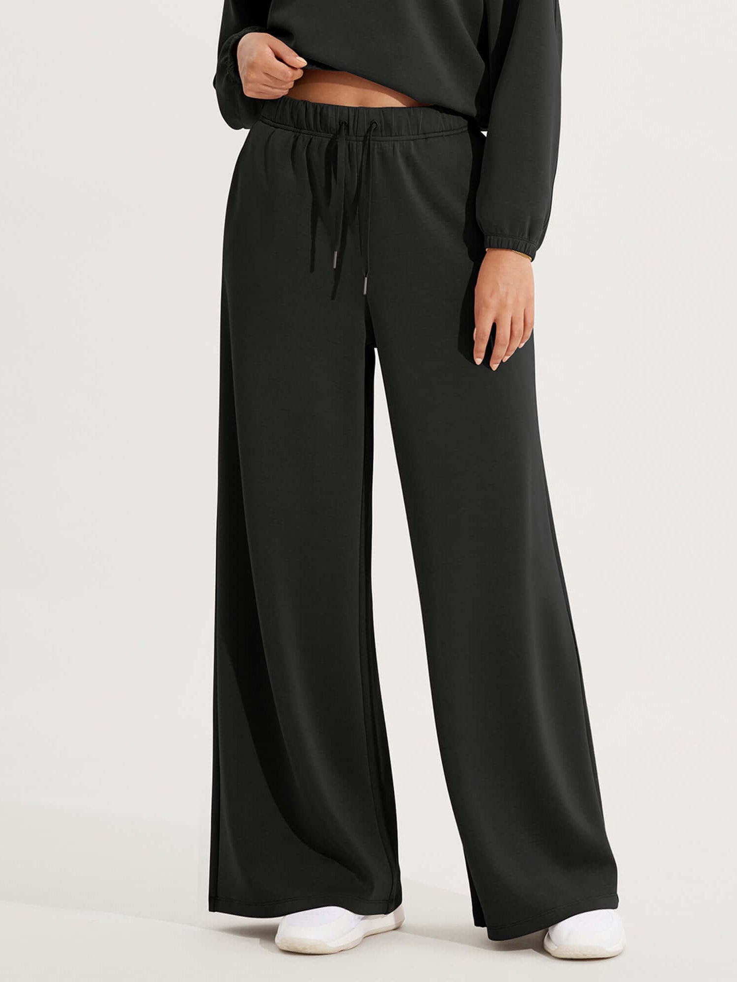 Modal Soft Drawstring High Waist Pull-On Casual Pants with Pockets - ododos