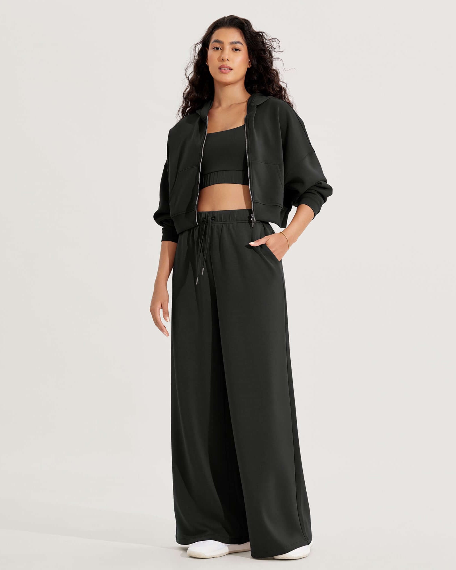 Modal Soft Drawstring High Waist Pull-On Casual Pants with Pockets - ododos