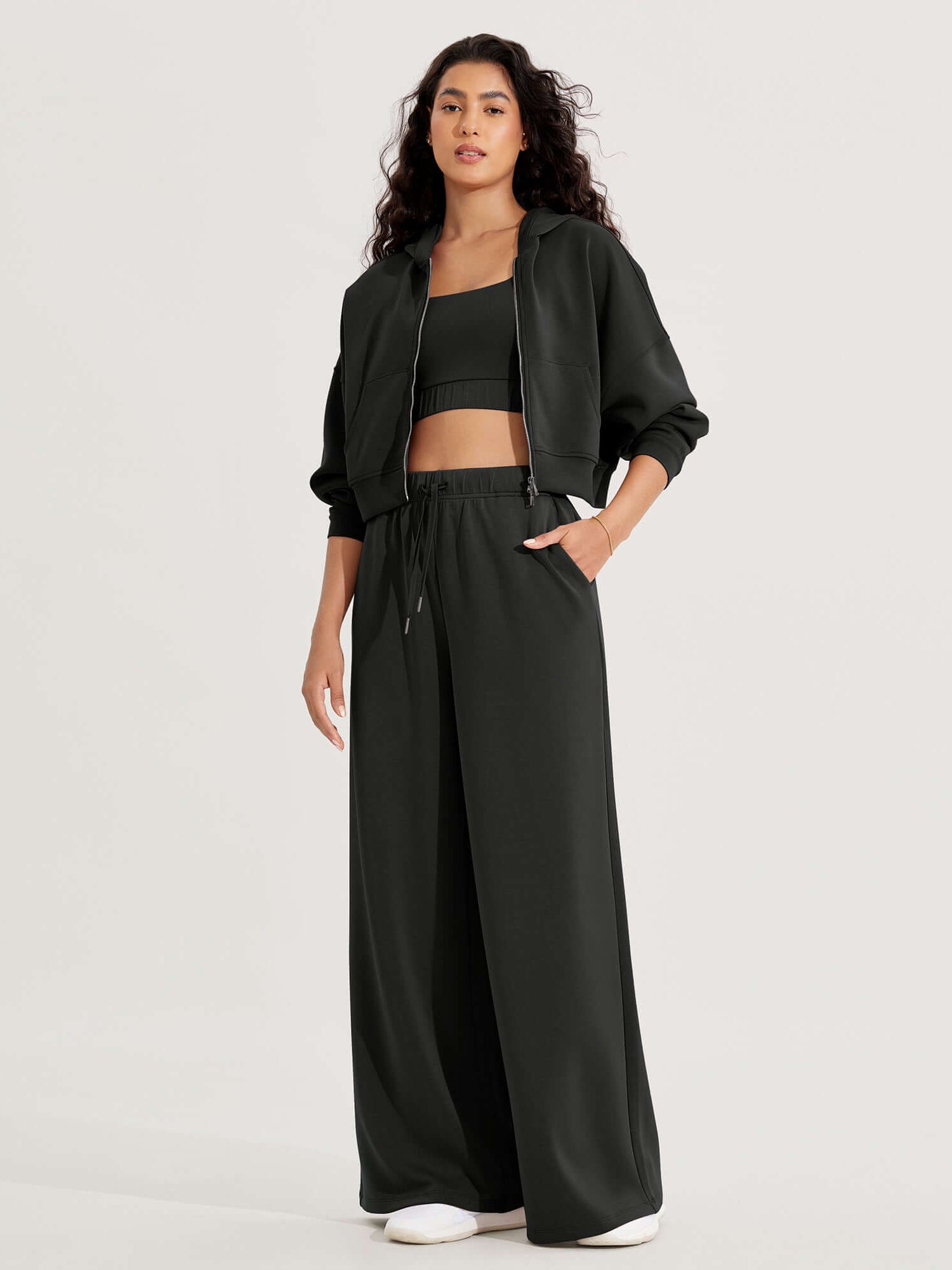 Modal Soft Drawstring High Waist Pull-On Casual Pants with Pockets - ododos