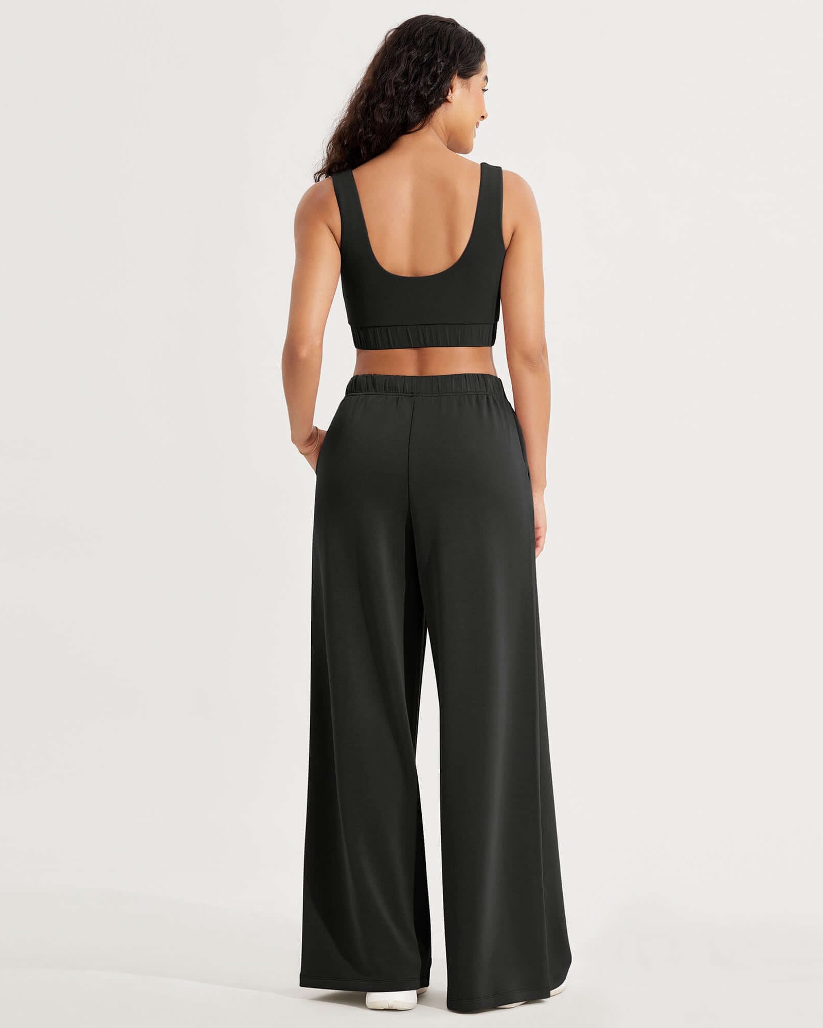 Modal Soft Drawstring High Waist Pull-On Casual Pants with Pockets - ododos