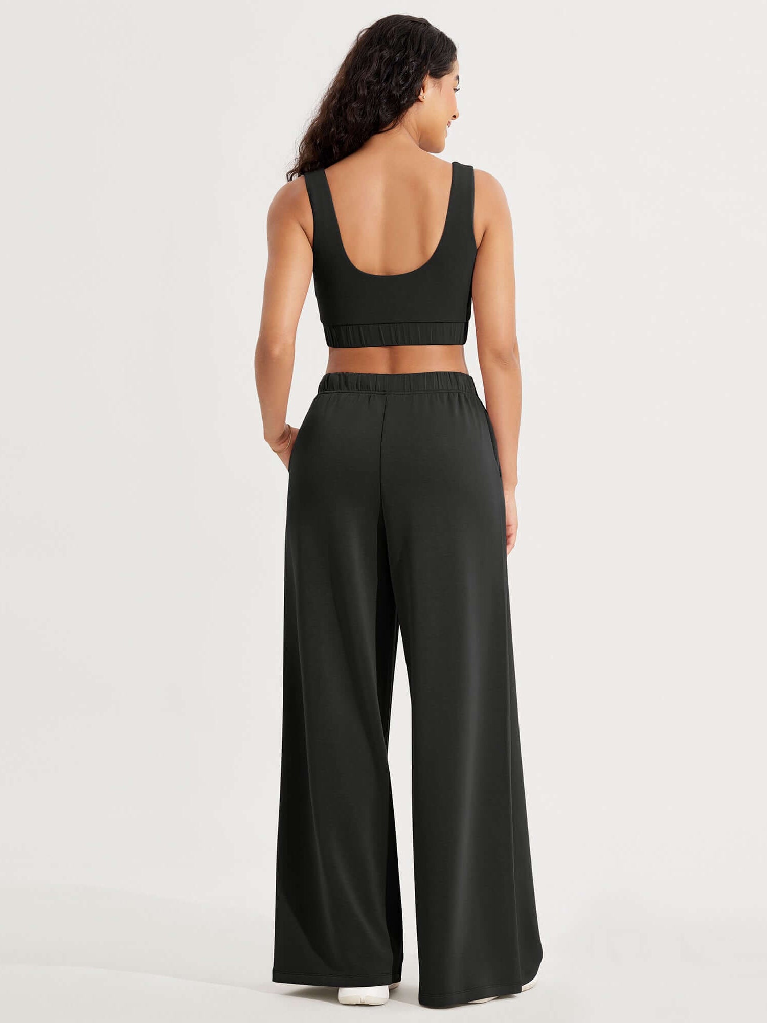Modal Soft Drawstring High Waist Pull-On Casual Pants with Pockets - ododos