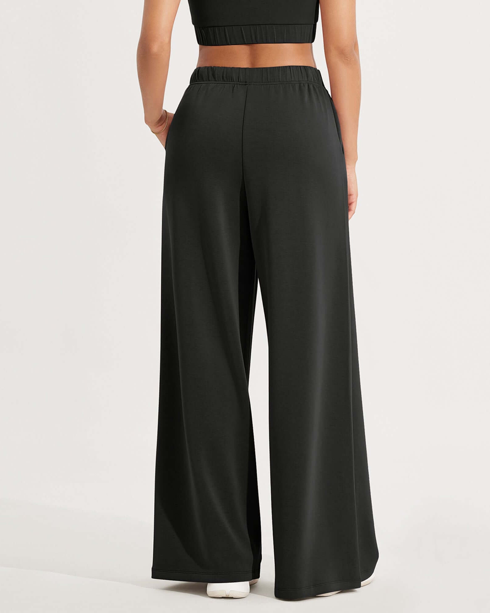 Modal Soft Drawstring High Waist Pull-On Casual Pants with Pockets - ododos