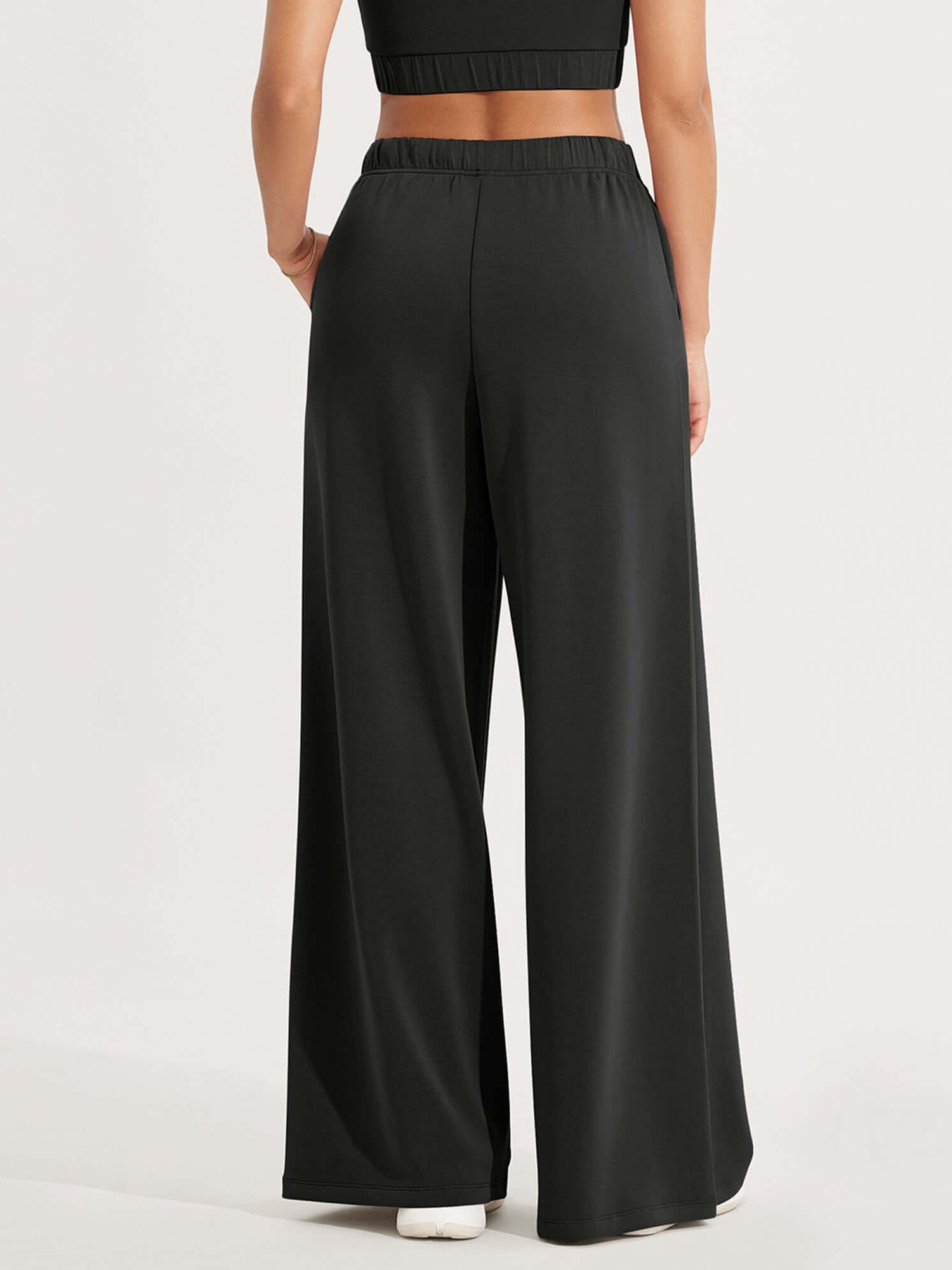 Modal Soft Drawstring High Waist Pull-On Casual Pants with Pockets - ododos