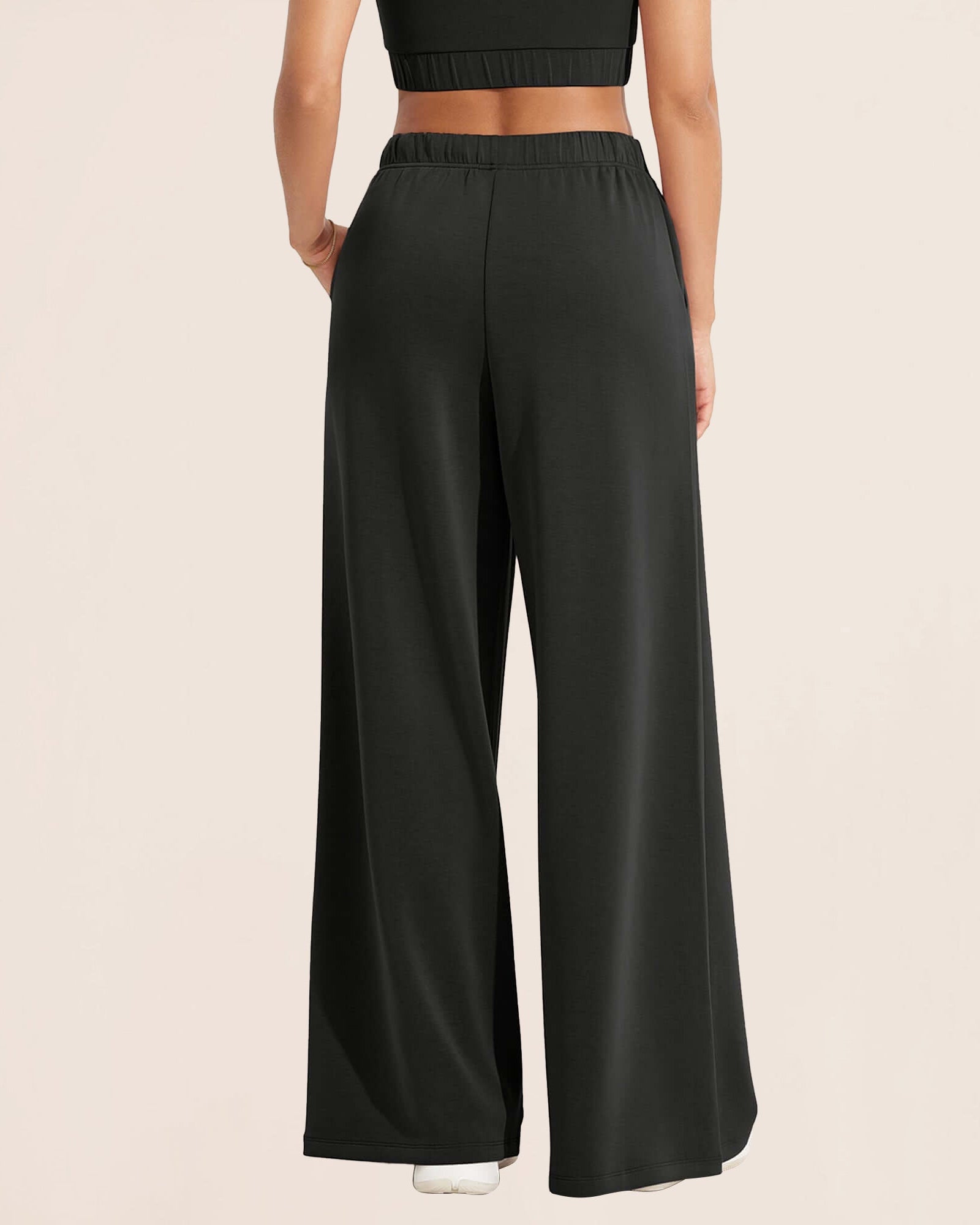 Modal Soft Drawstring High Waist Pull-On Casual Pants with Pockets - ododos