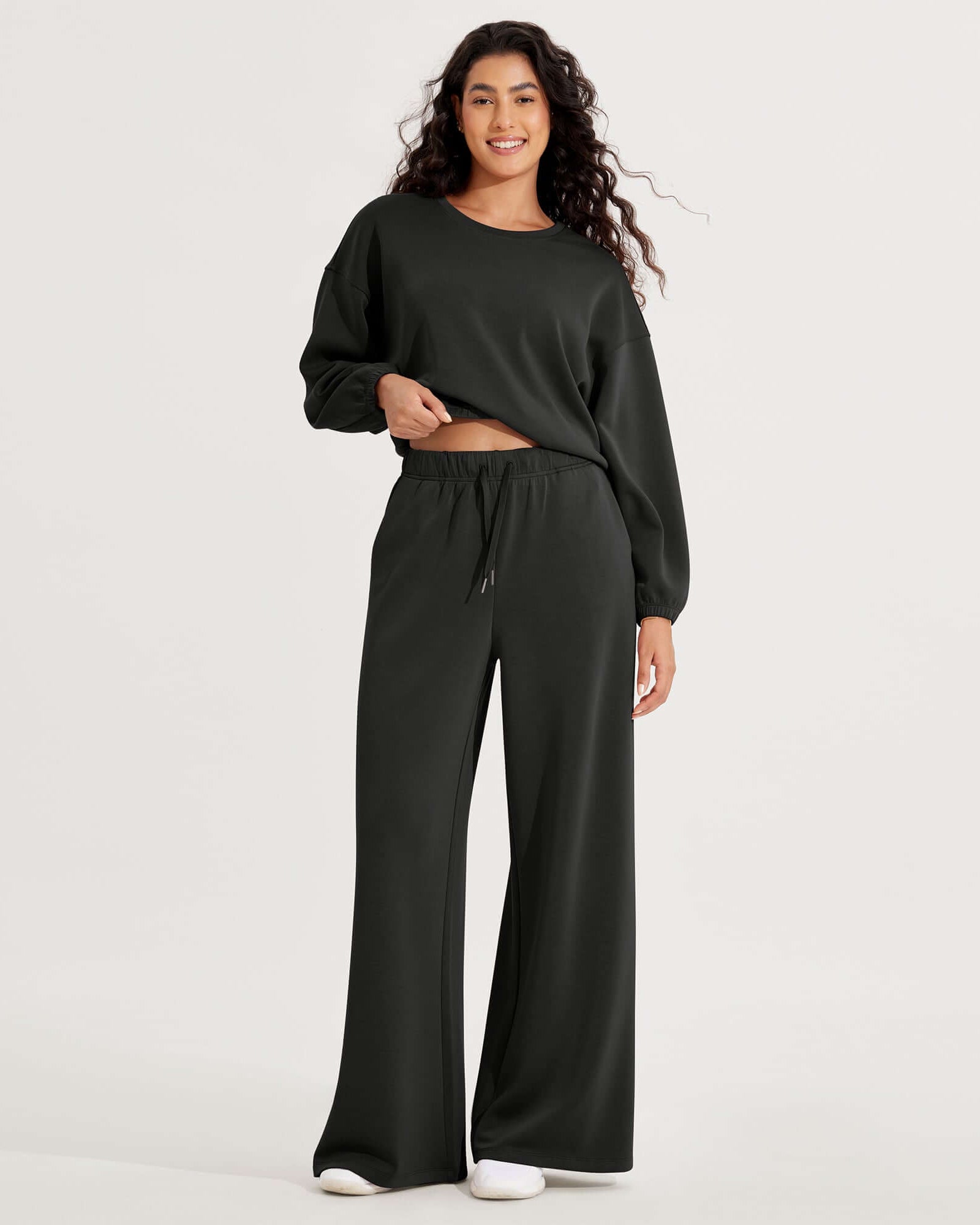 Modal Soft Drawstring High Waist Pull-On Casual Pants with Pockets - ododos
