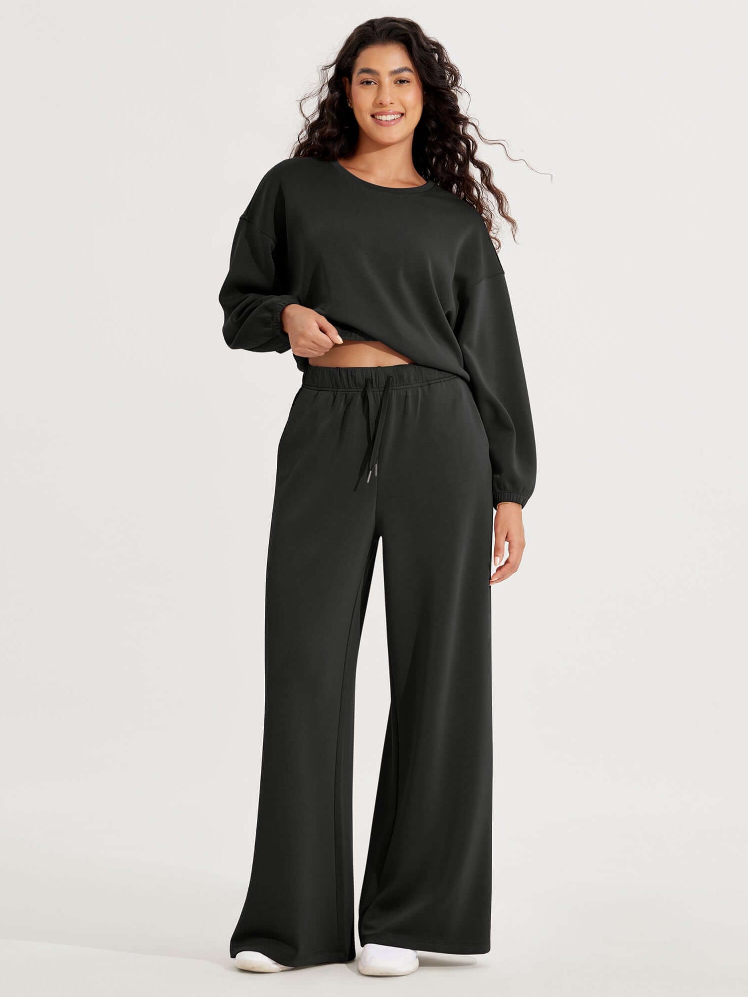 Modal Soft Drawstring High Waist Pull-On Casual Pants with Pockets - ododos