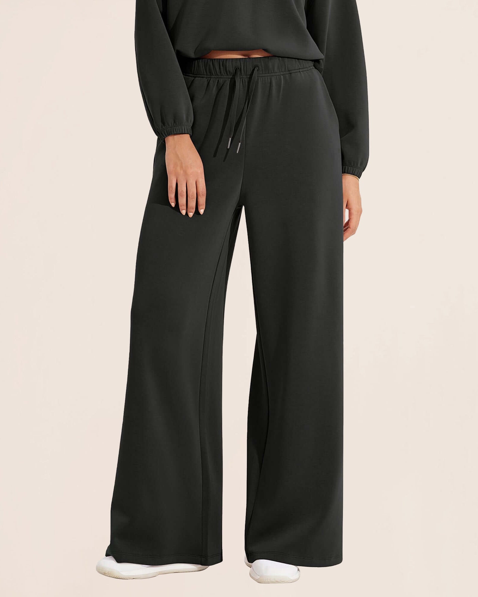 Modal Soft Drawstring High Waist Pull-On Casual Pants with Pockets - ododos