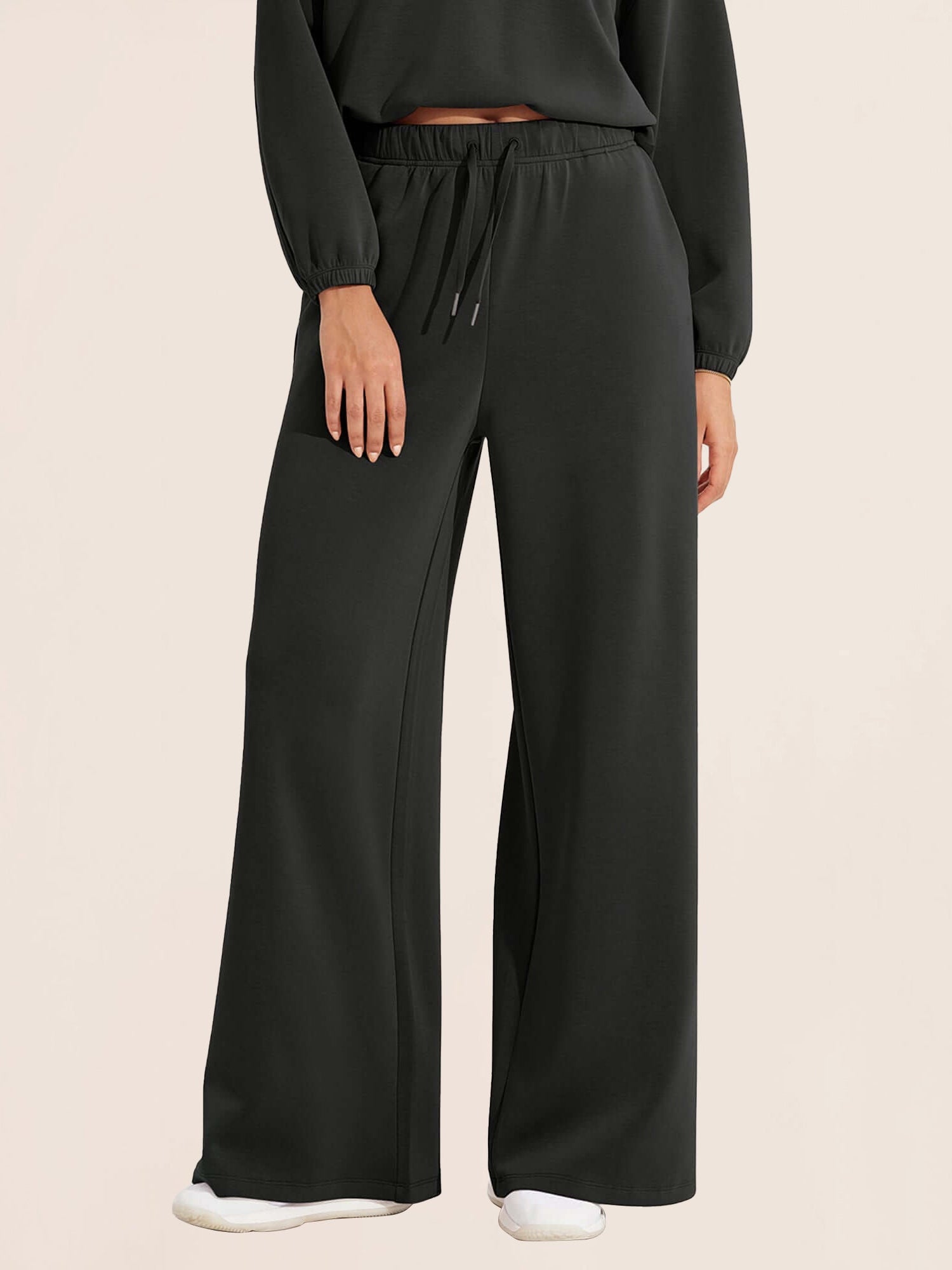 Modal Soft Drawstring High Waist Pull-On Casual Pants with Pockets - ododos