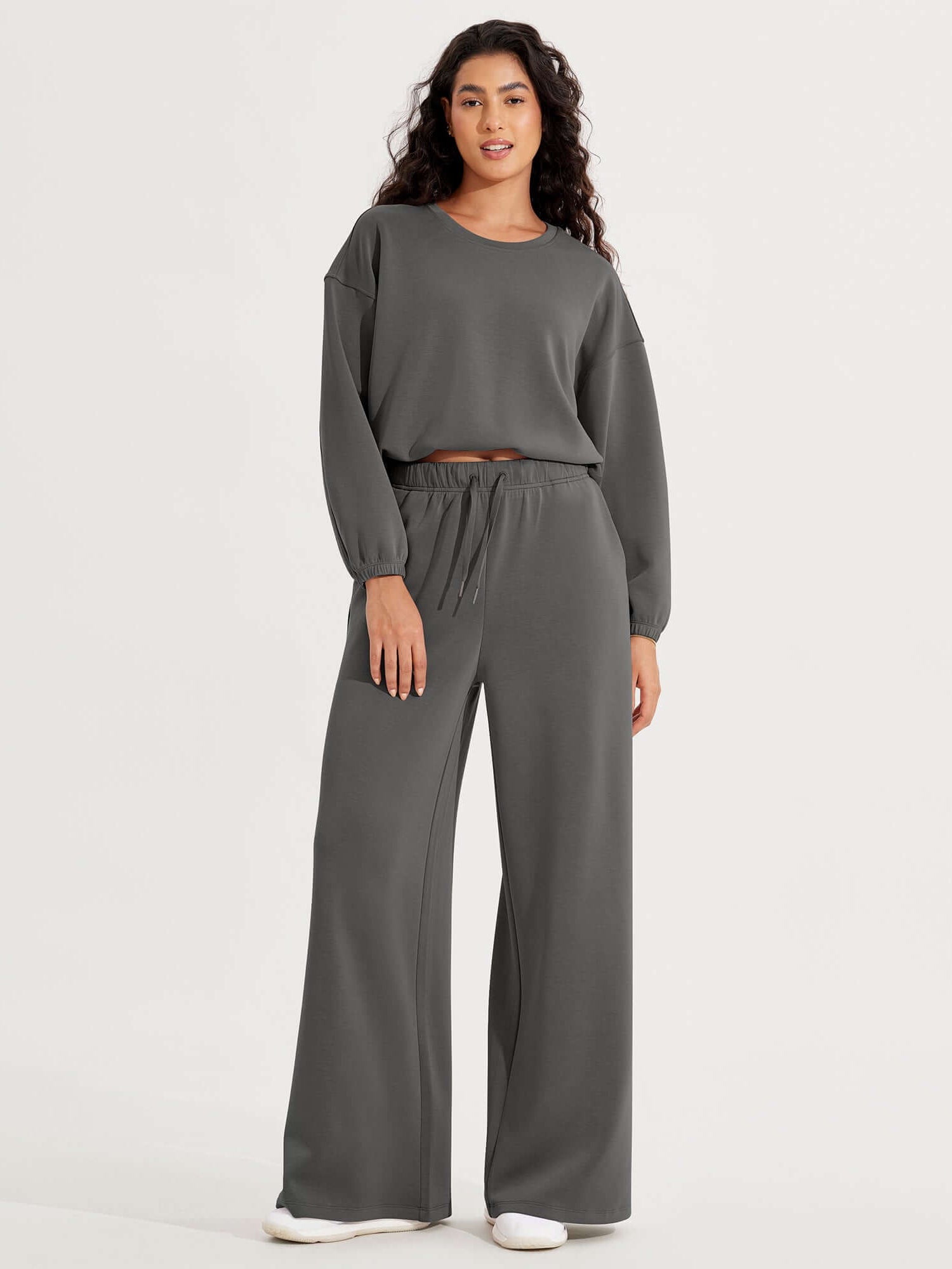 Modal Soft Drawstring High Waist Pull-On Casual Pants with Pockets - ododos
