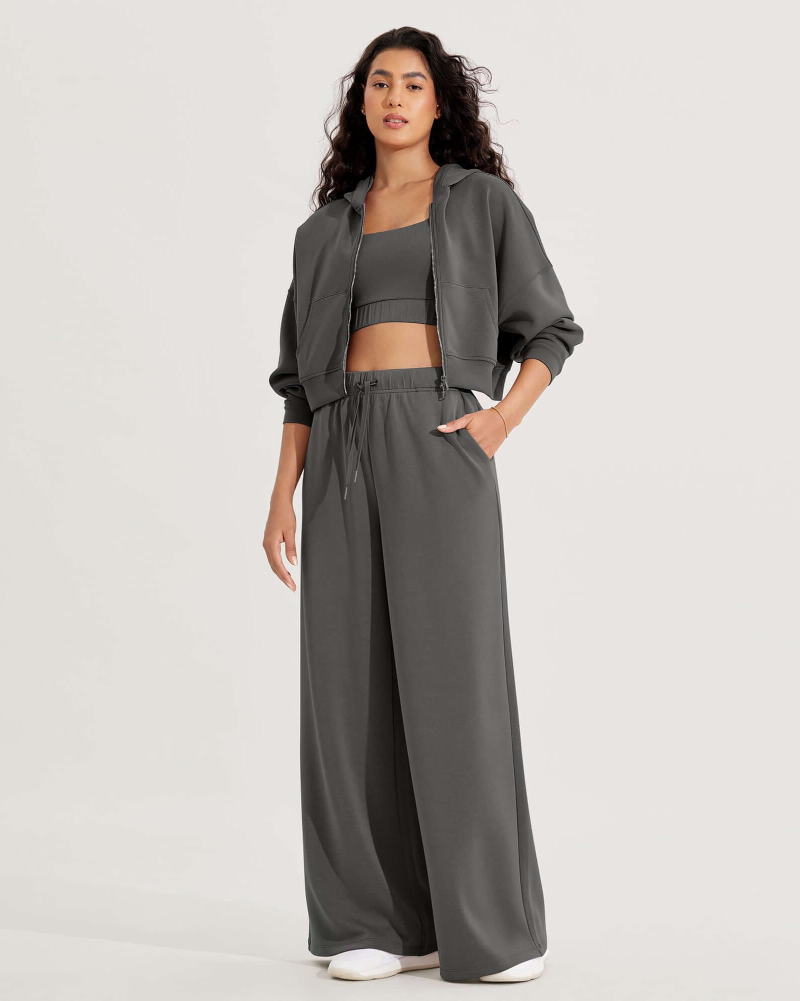 Modal Soft Drawstring High Waist Pull-On Casual Pants with Pockets - ododos