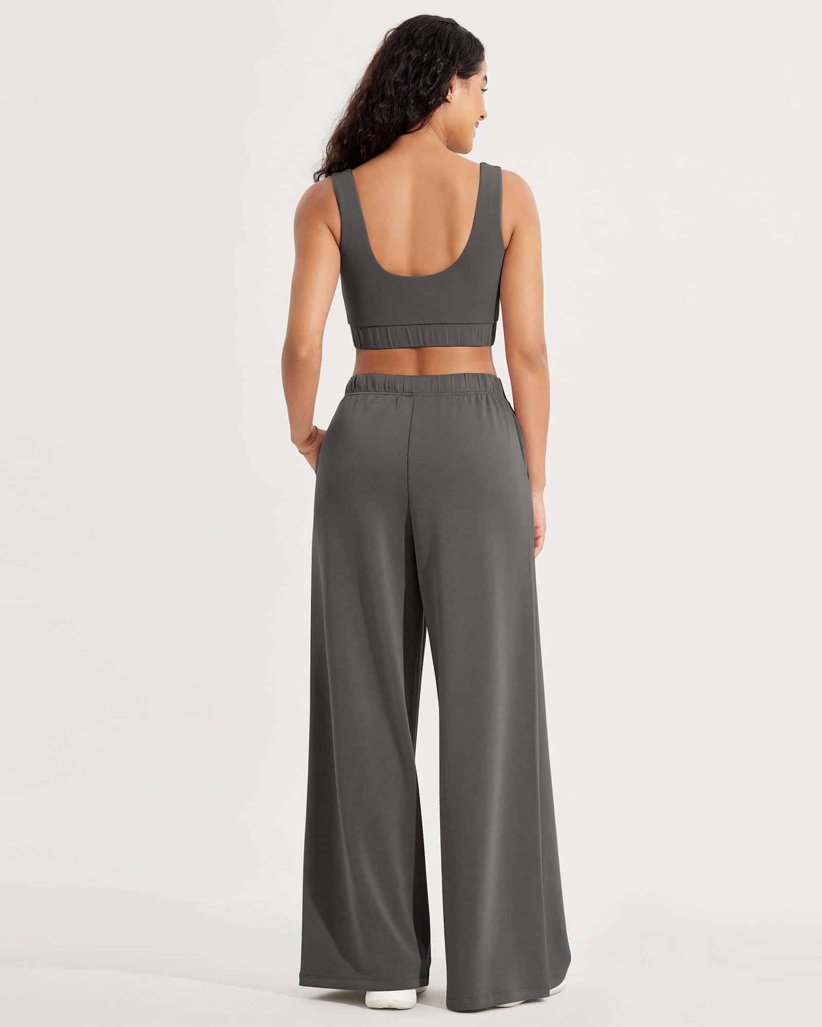 Modal Soft Drawstring High Waist Pull-On Casual Pants with Pockets - ododos