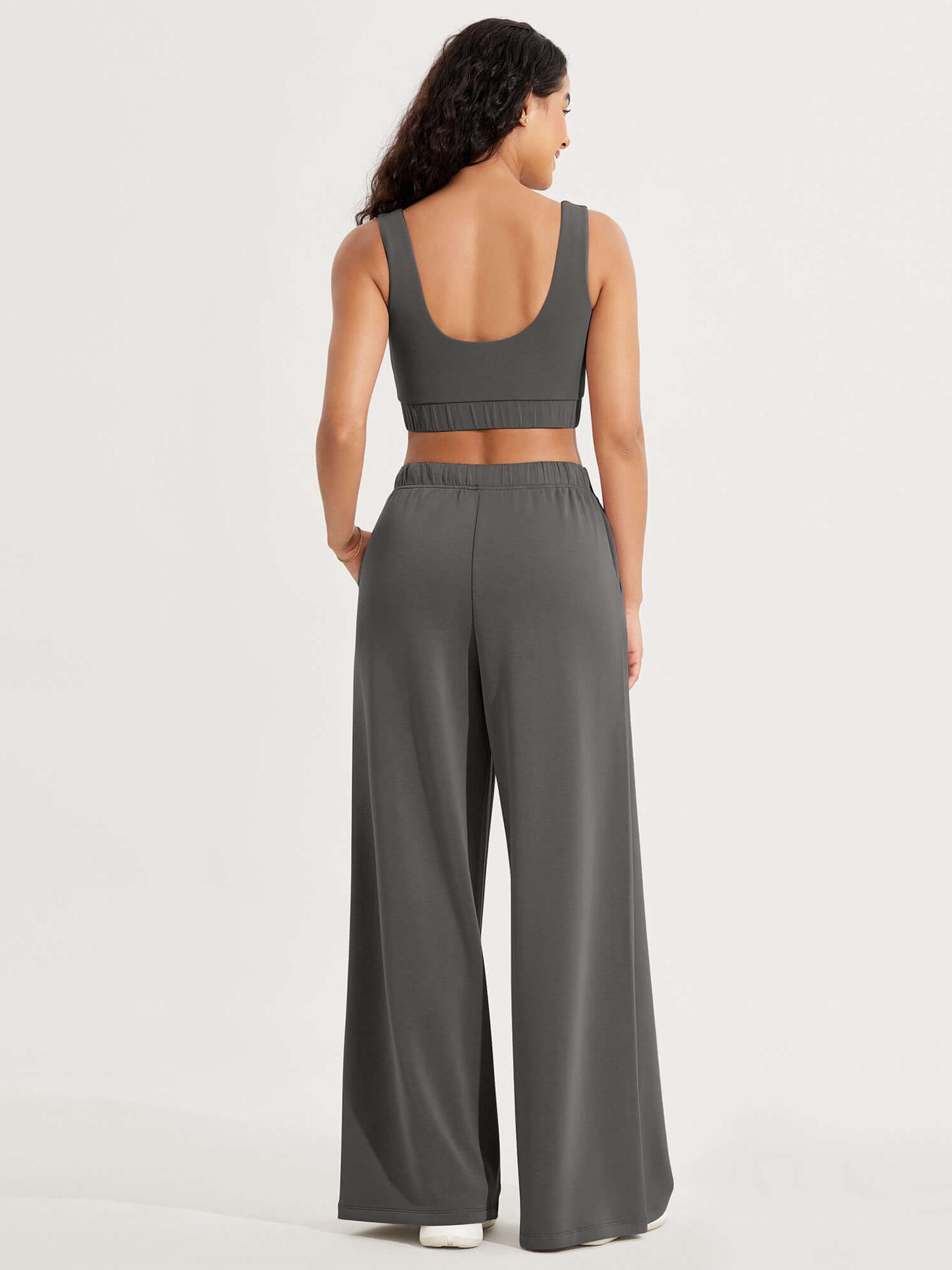 Modal Soft Drawstring High Waist Pull-On Casual Pants with Pockets - ododos