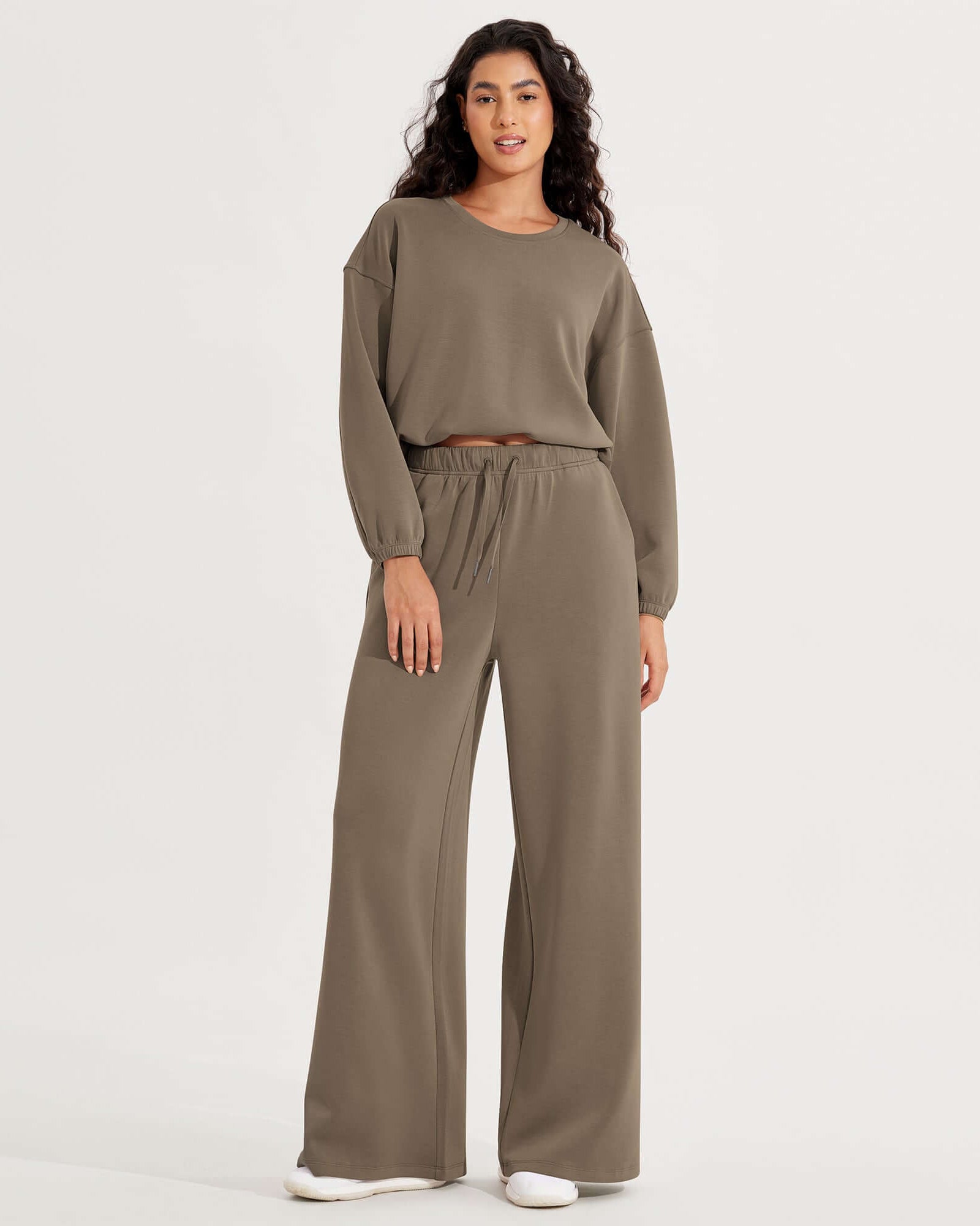 Modal Soft Drawstring High Waist Pull-On Casual Pants with Pockets - ododos