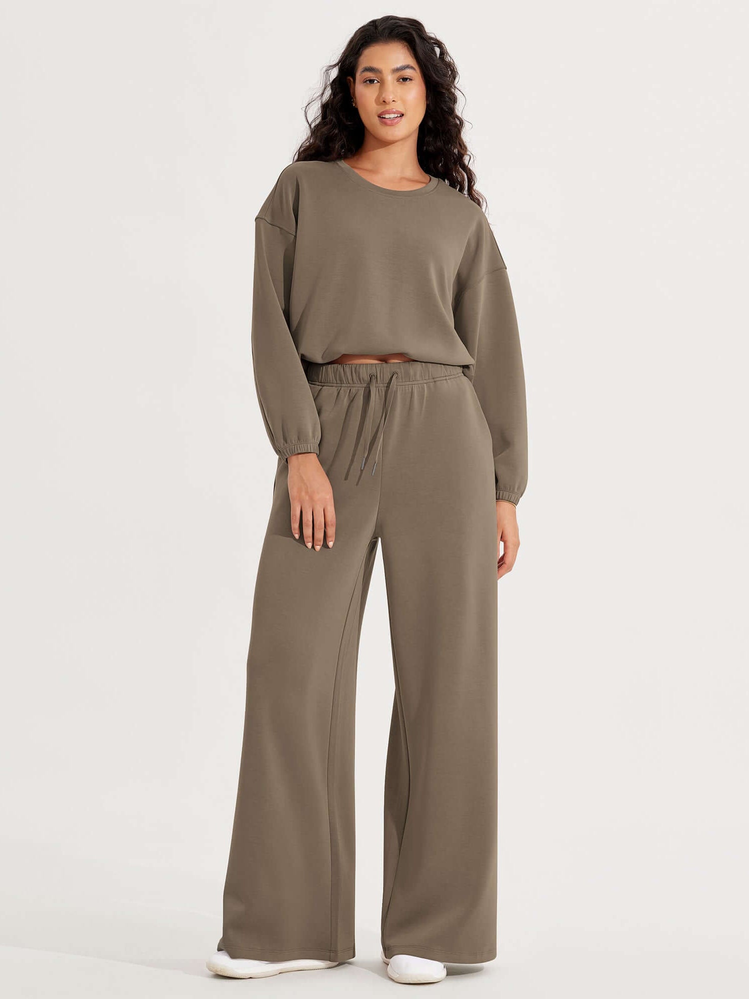 Modal Soft Drawstring High Waist Pull-On Casual Pants with Pockets - ododos