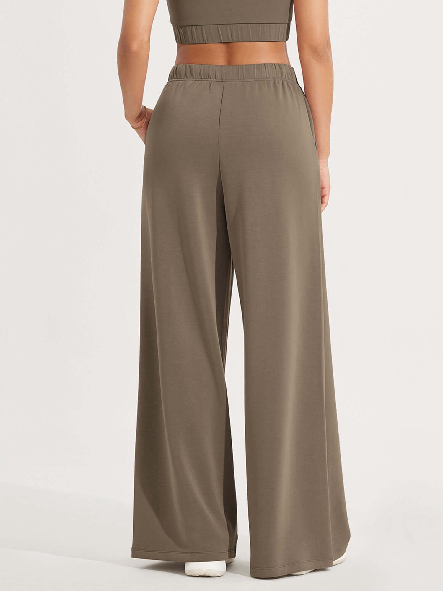 Modal Soft Drawstring High Waist Pull-On Casual Pants with Pockets - ododos