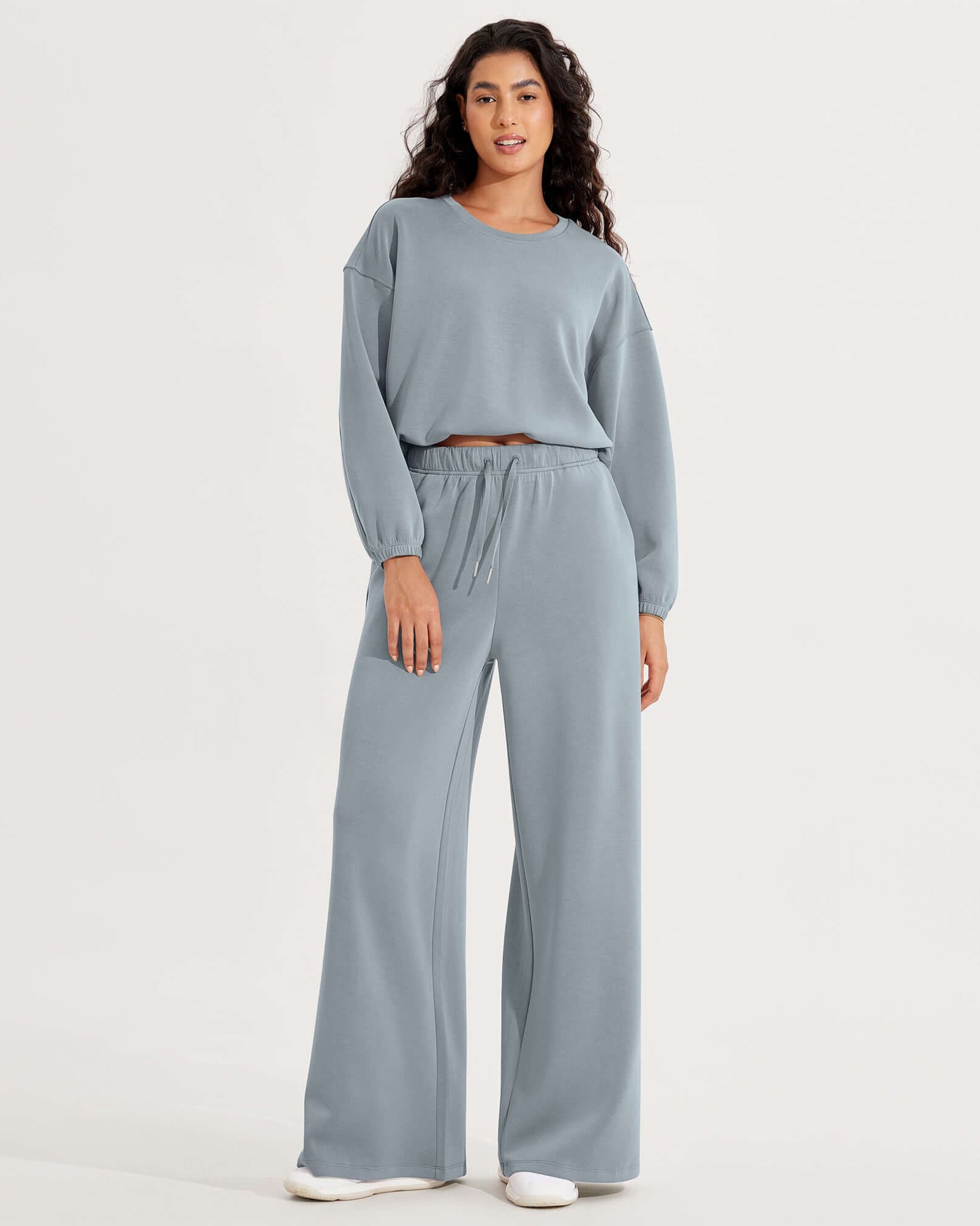 Modal Soft Drawstring High Waist Pull-On Casual Pants with Pockets - ododos