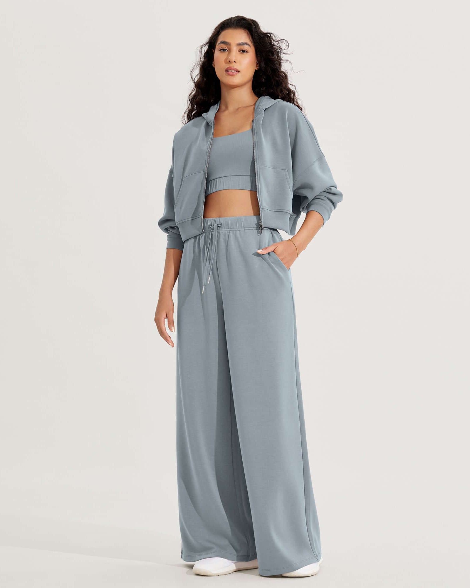 Modal Soft Drawstring High Waist Pull-On Casual Pants with Pockets - ododos