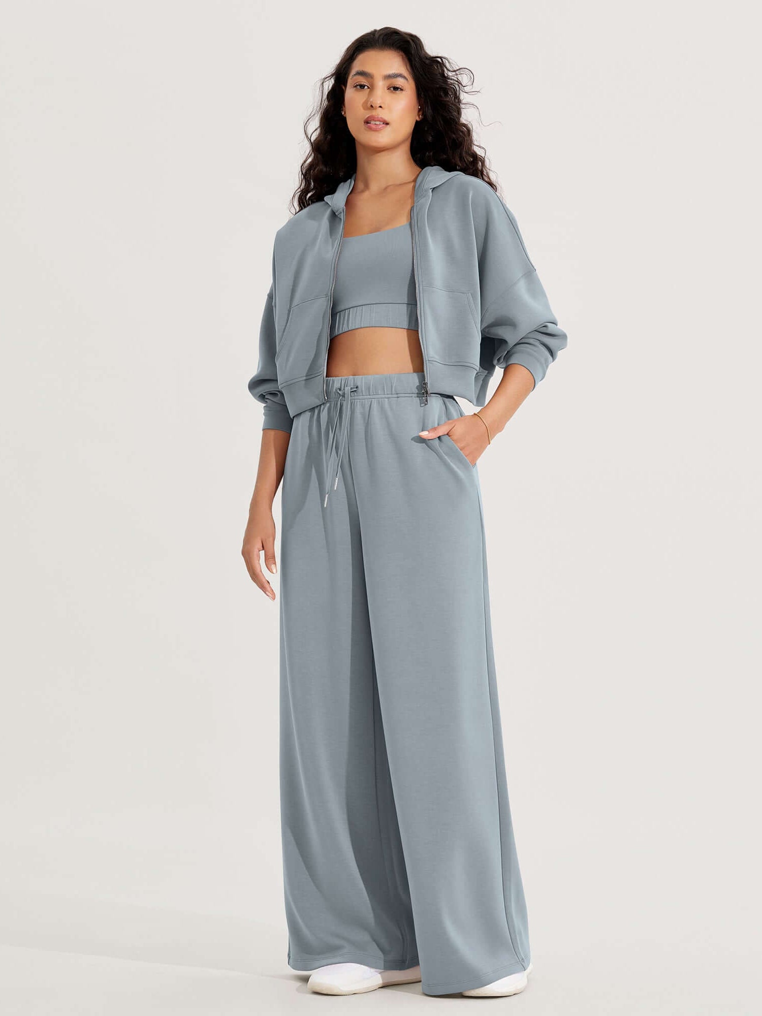 Modal Soft Drawstring High Waist Pull-On Casual Pants with Pockets - ododos