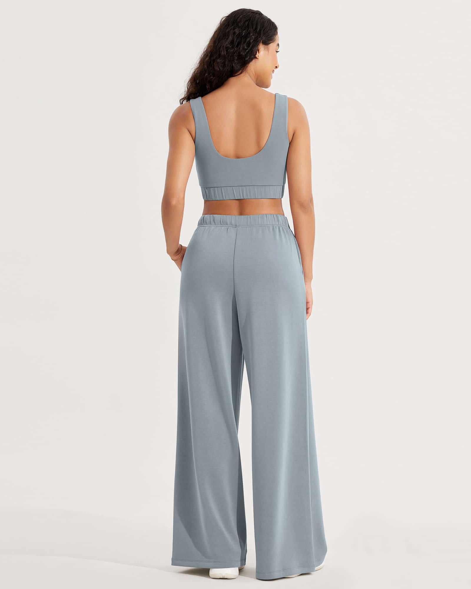 Modal Soft Drawstring High Waist Pull-On Casual Pants with Pockets - ododos