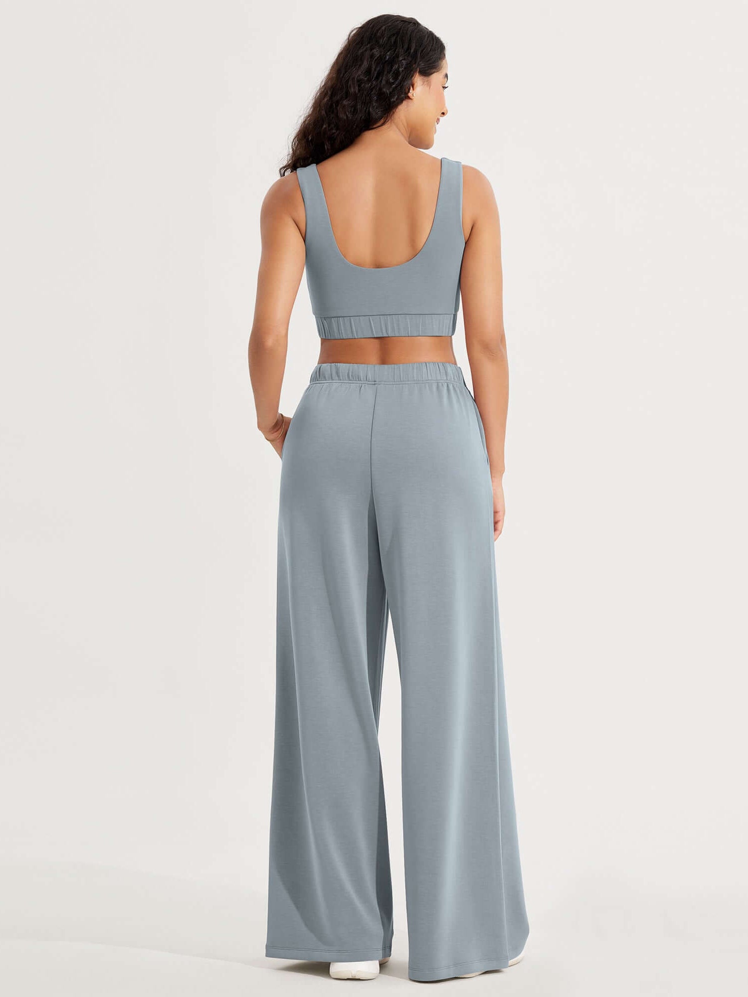 Modal Soft Drawstring High Waist Pull-On Casual Pants with Pockets - ododos