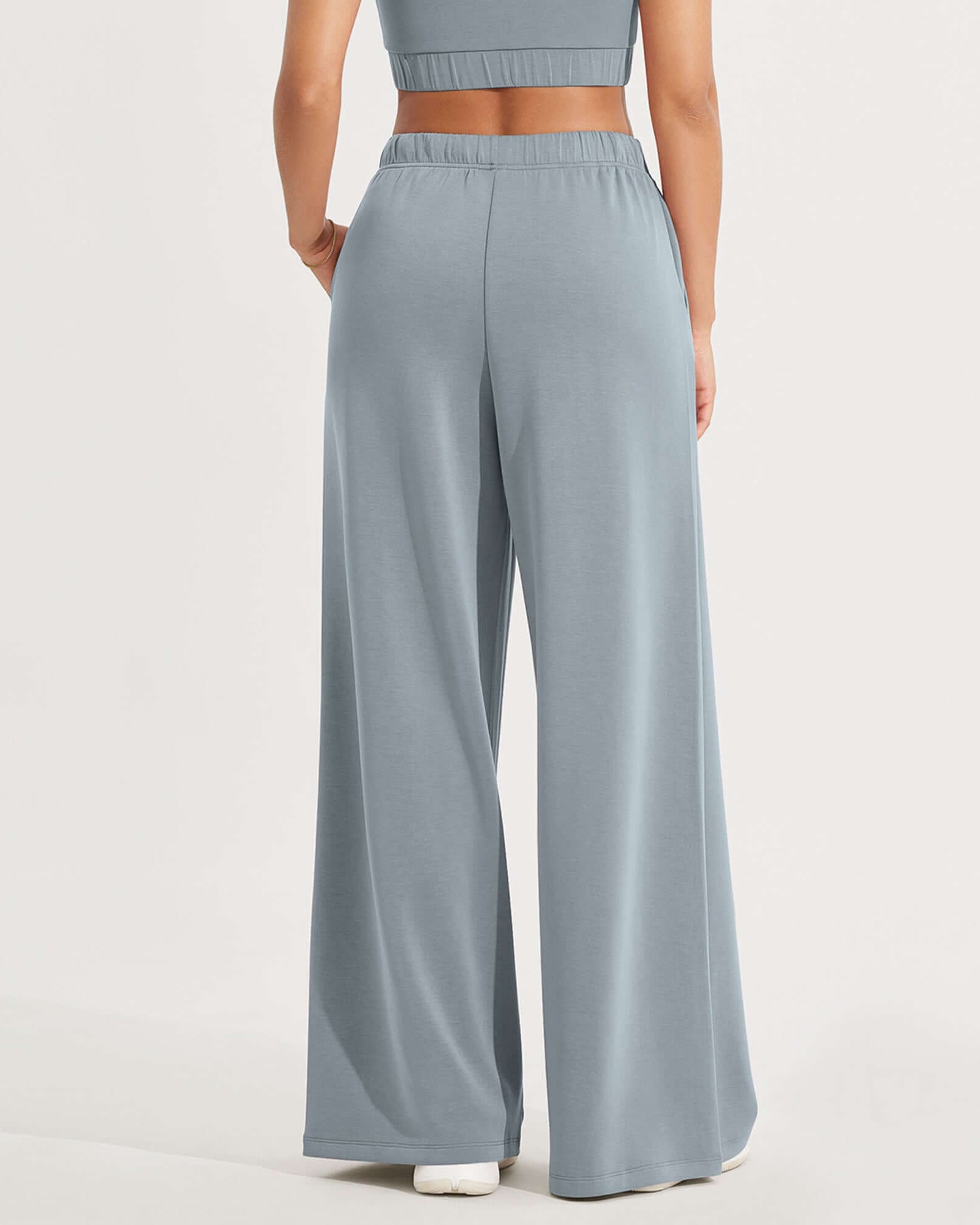 Modal Soft Drawstring High Waist Pull-On Casual Pants with Pockets - ododos