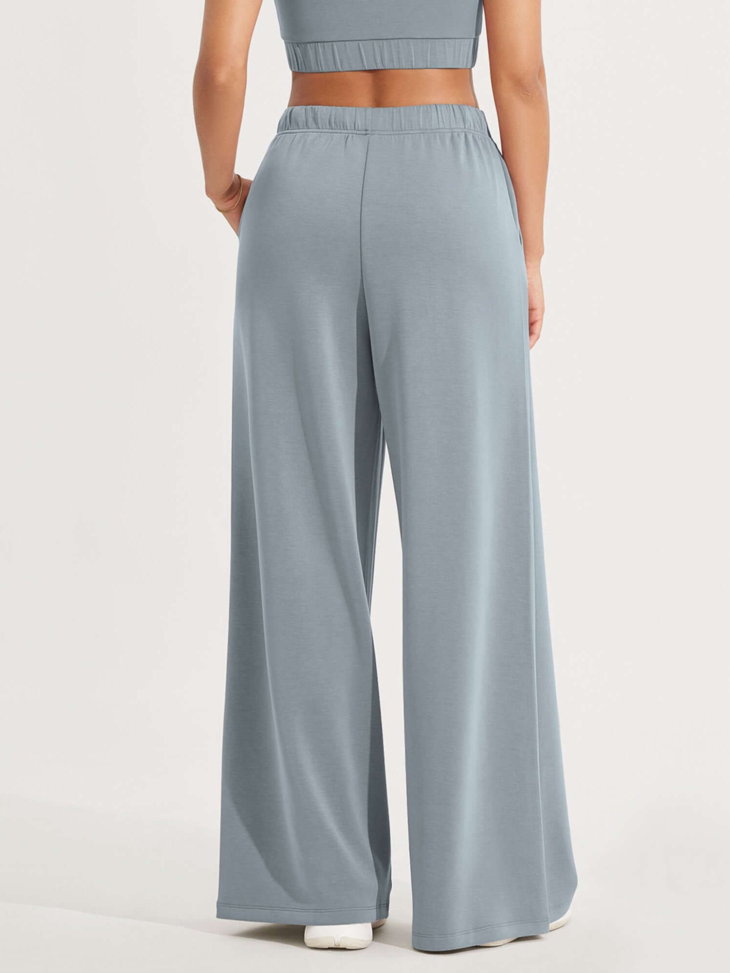 Modal Soft Drawstring High Waist Pull-On Casual Pants with Pockets - ododos