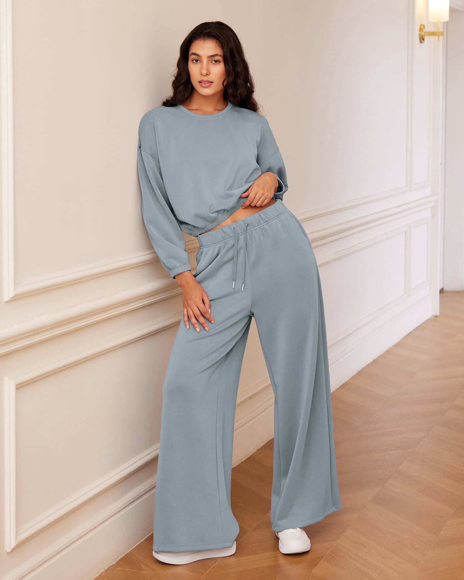 Modal Soft Drawstring High Waist Pull-On Casual Pants with Pockets - ododos