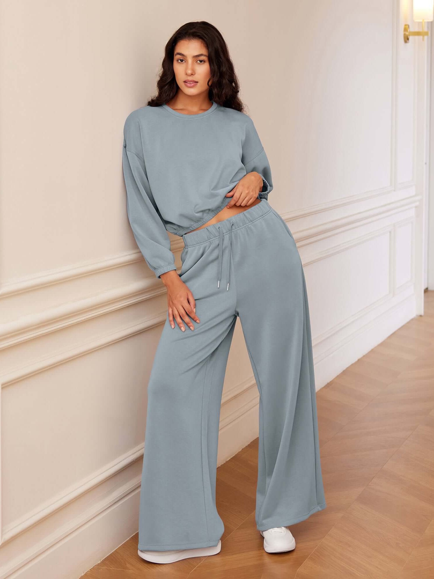 Modal Soft Drawstring High Waist Pull-On Casual Pants with Pockets - ododos