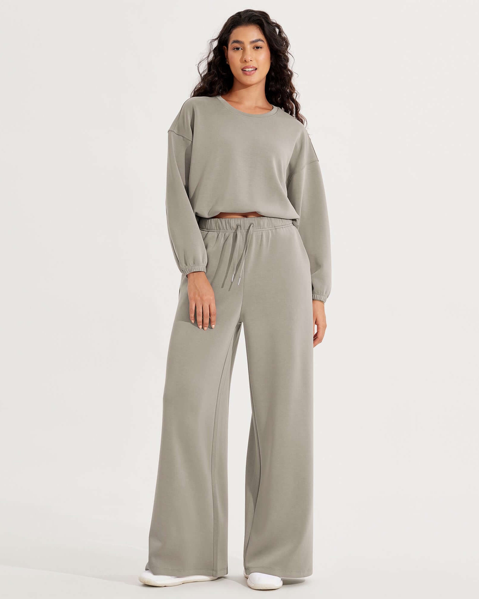 Modal Soft Drawstring High Waist Pull-On Casual Pants with Pockets - ododos