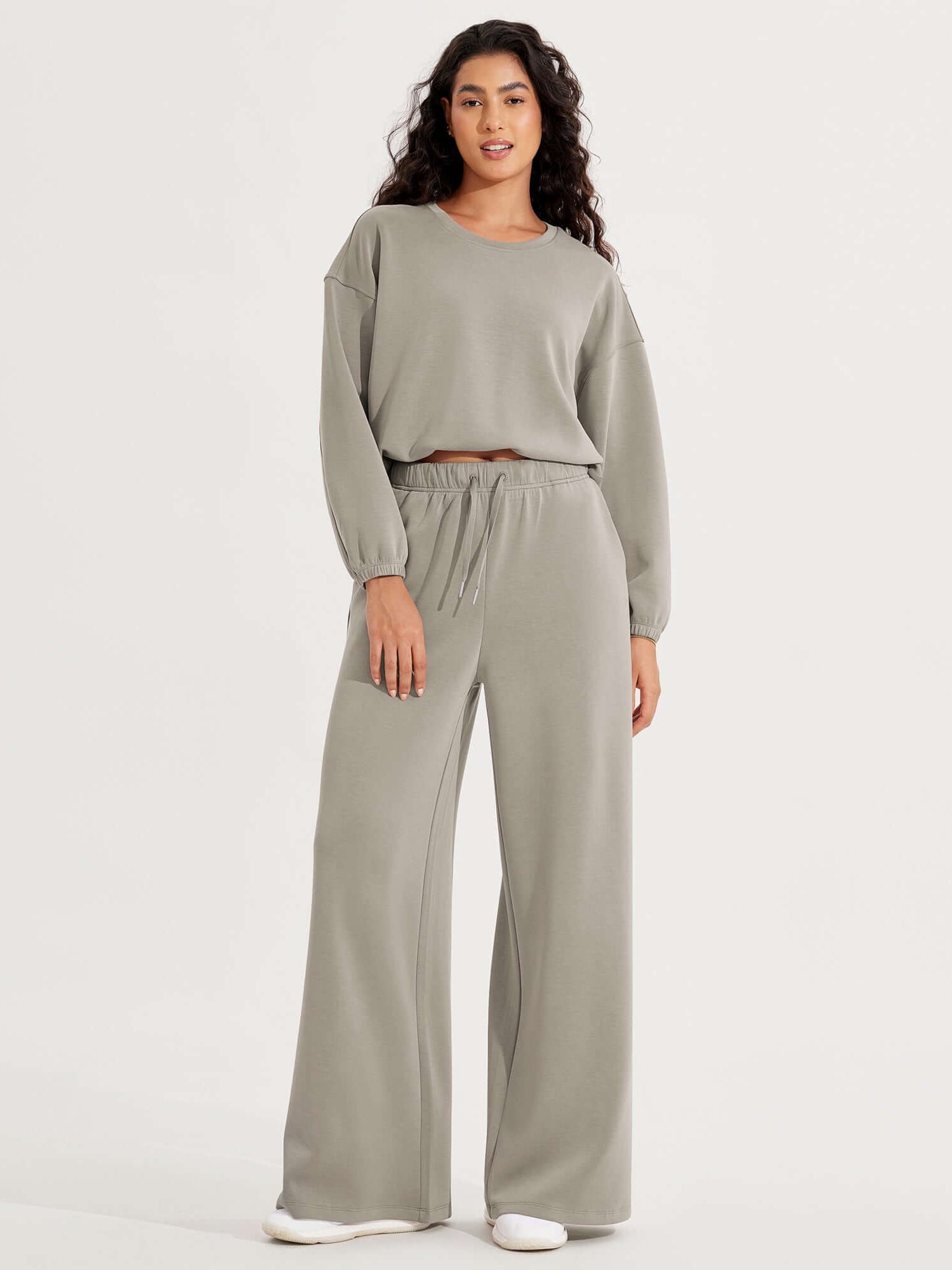 Modal Soft Drawstring High Waist Pull-On Casual Pants with Pockets - ododos